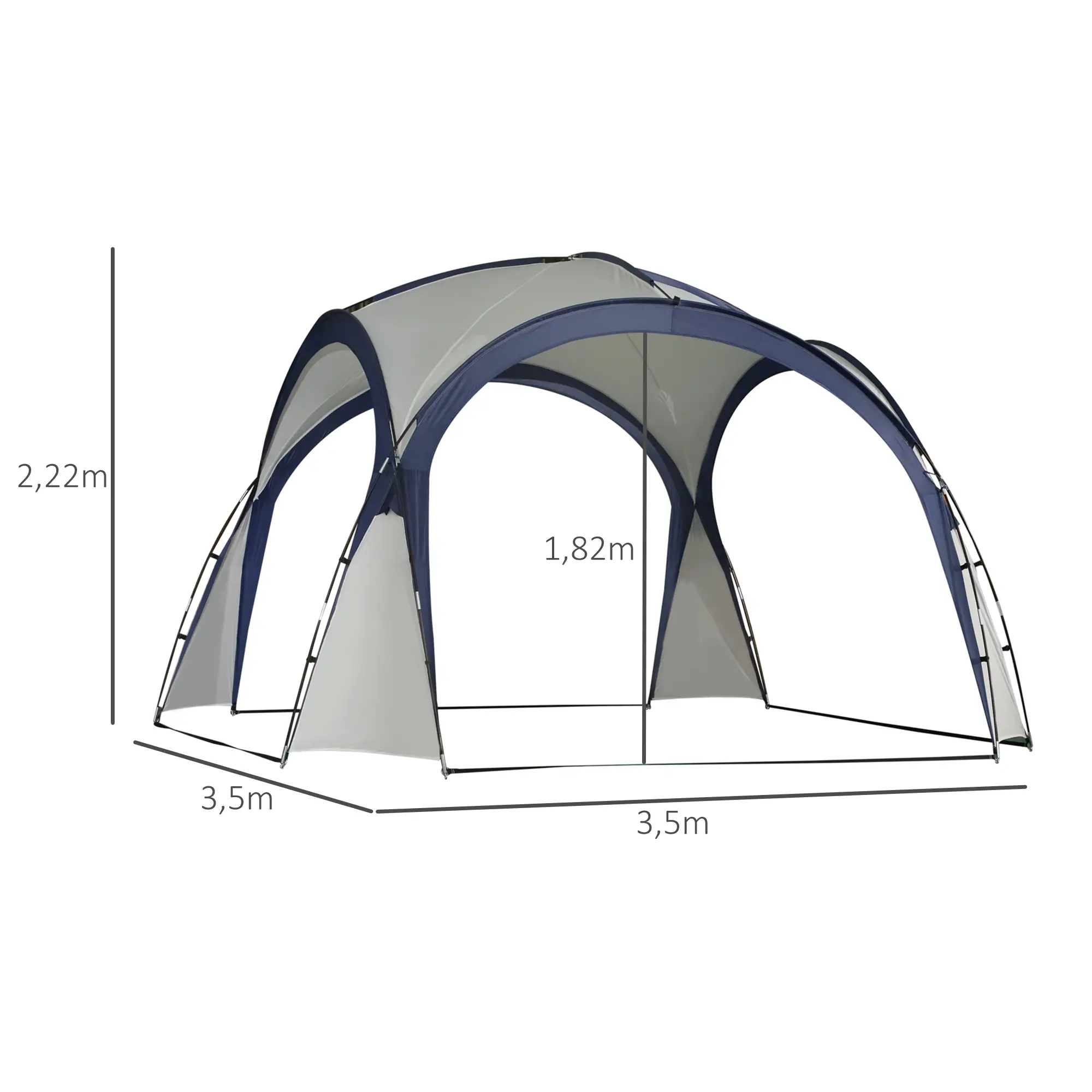 Outsunny Paviljoen Tuintent Zonwering Buiten Glasvezel