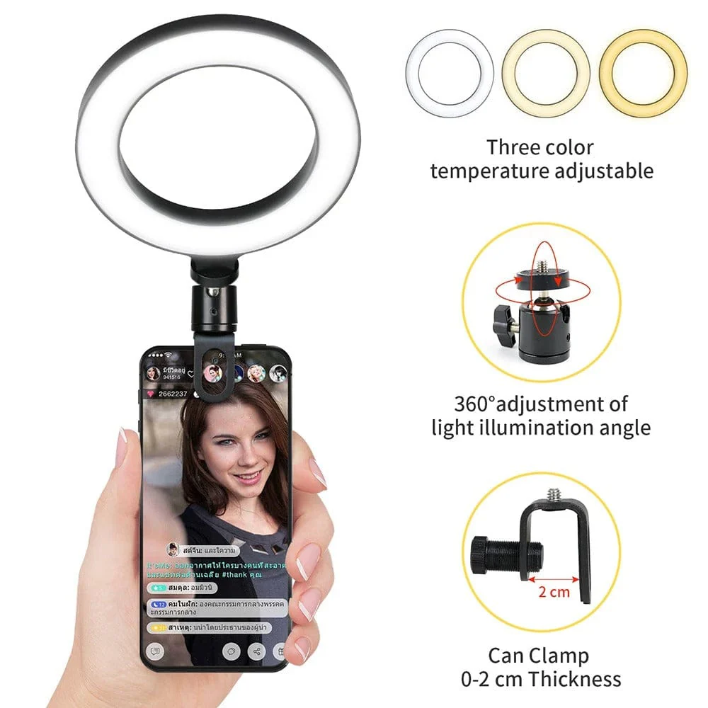 6.3-Inch LED Ring Light Round Lamp for Selfie & Live Streaming