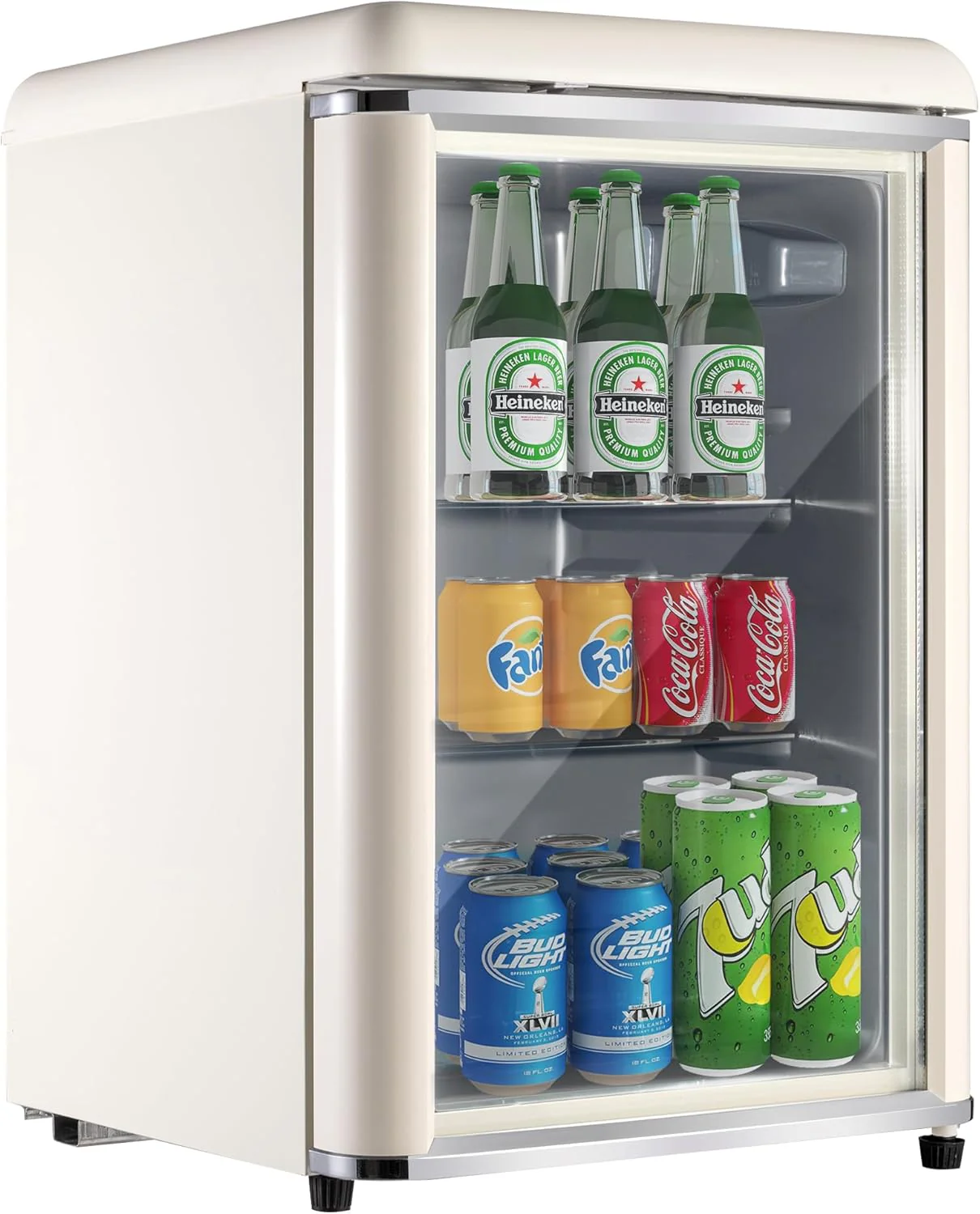 Merax Koelkast 128L, Vrijstaande Drankkoeler met 120L Koelruimte + 8L Vriezer, met LED Binnenverlichting en Verstelbare Legplanken, Superstil voor Restaurant, Bar, Drankjes en Bier