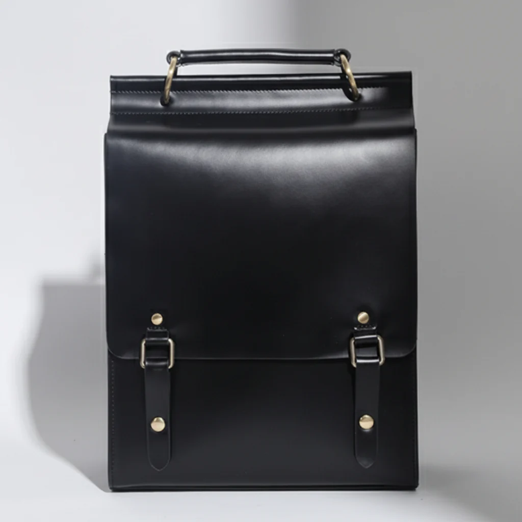Black Classic Satchel Laptop Leather School Backpack for Women