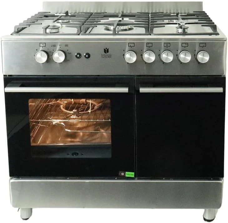 Gasline Gas Standherd mit Flaschenschrank 90cm GAG90GOXFL, 5 Flammig Sabaf-Brenner, Elektrische-Z��ndung und Vollz��ndsicherung Propan LPG��