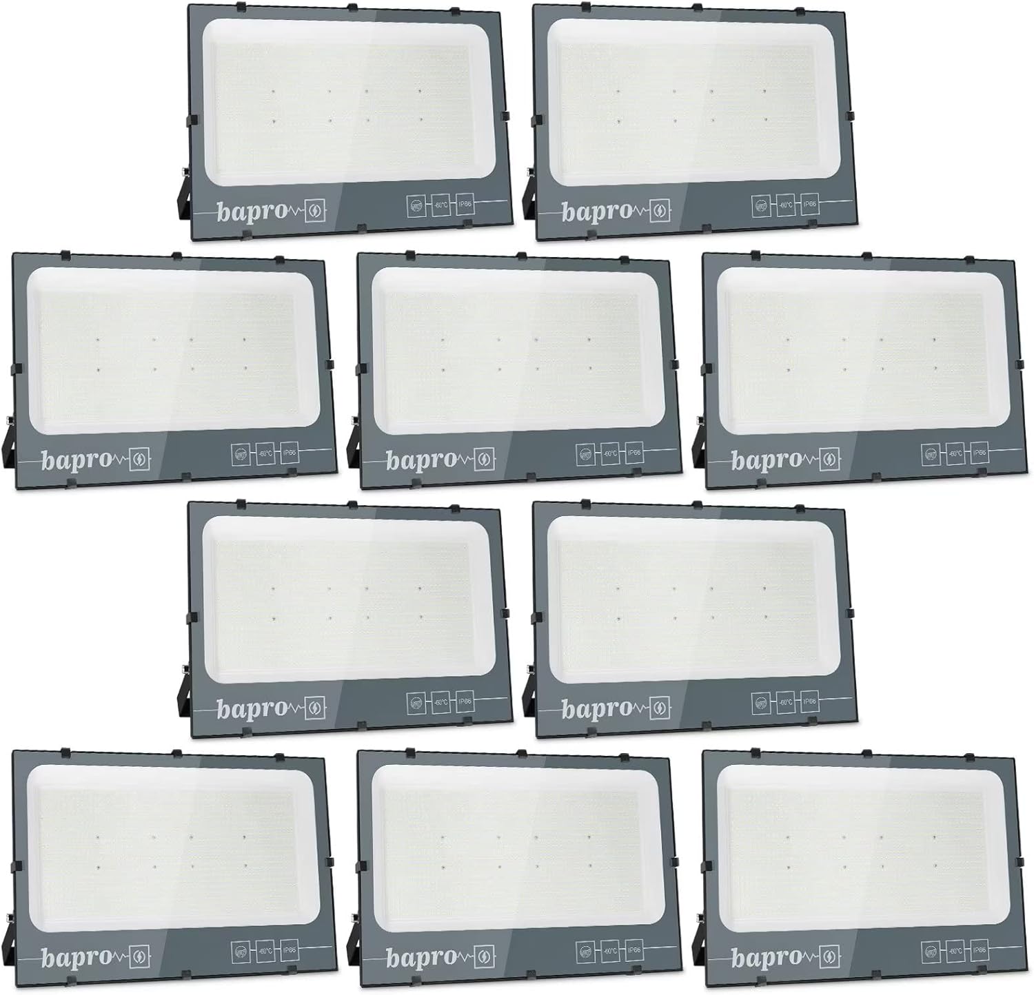 loyal 10 Stücke 600W 60000LM LED Strahler Außen, Superhell 6000K Kaltweiß LED Scheinwerfer, IP66 Wasserdicht LED Flutlichtstrahler, LED Arbeitsleuchte für Hof, Sportplatz, Auffahrt, Garten