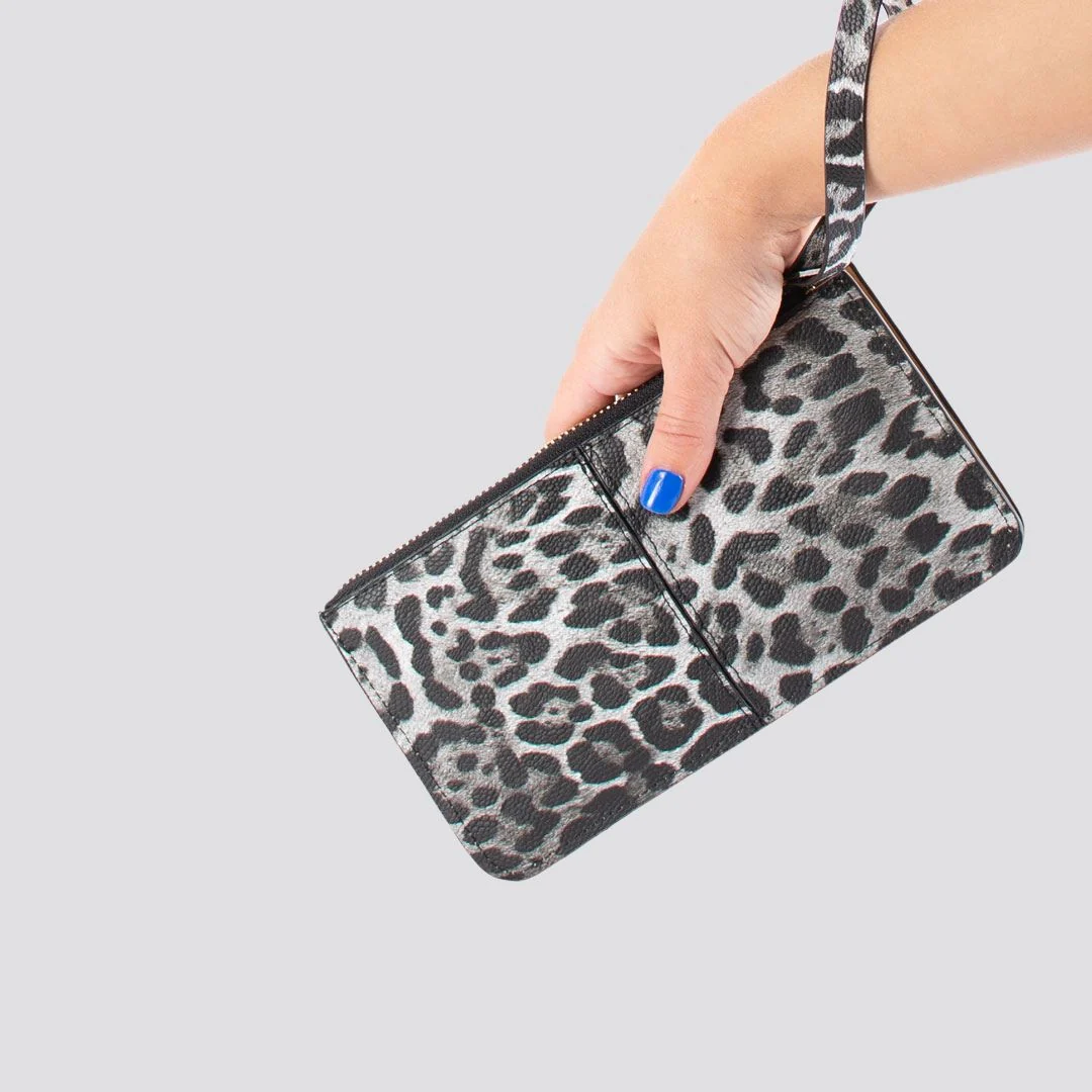 Zoe Zip Purse | Leopard Print Black