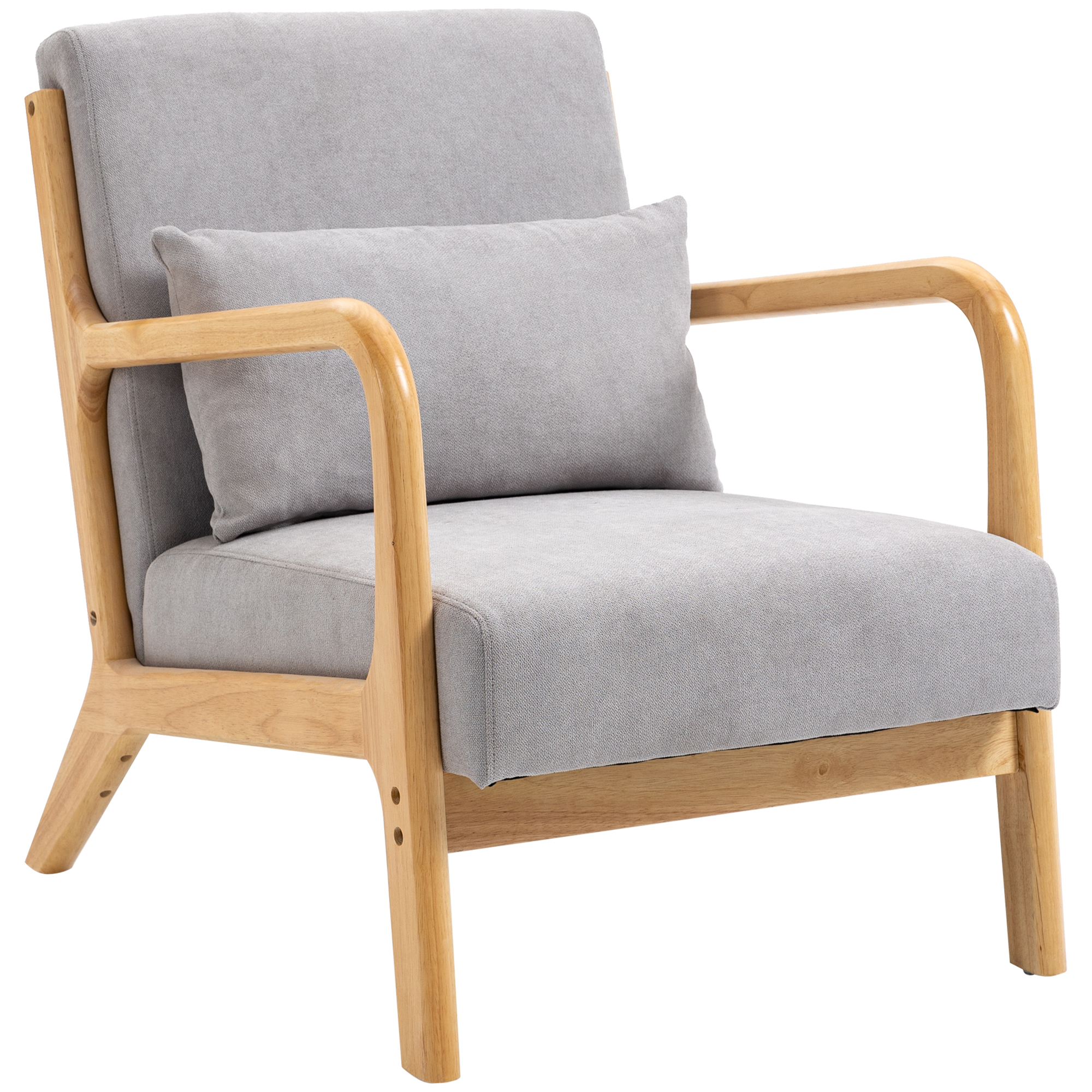 Elegante Loungefauteuil met Houten Frame en Schuimvulling, Fluweelachtig, voor Woonkamer, Slaapkamer, Grijs
