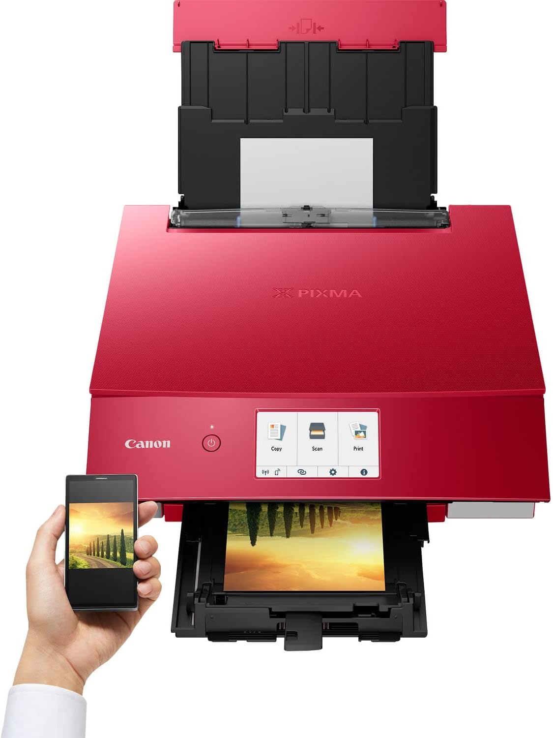 Canon PIXMA TS8351a Drucker Farbtintenstrahl Multifunktionsgerät DIN A4 (Scanner, Kopierer, 4.800 x 1.200 dpi, 6 separate Tinten, USB, WLAN, AirPrint, Duplexdruck, 2 Papierzuführungen, 5 GHz), weiß