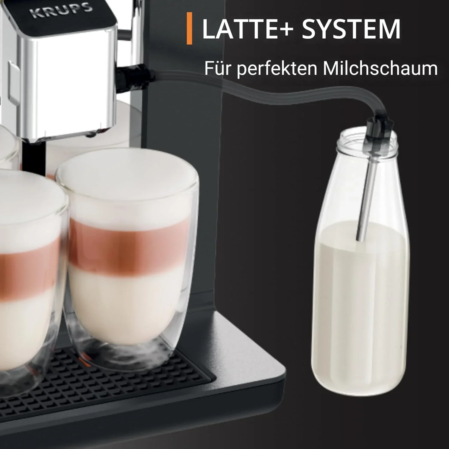 Krups Evidence One Kaffeevollautomat mit Milchschlauch, 12 Getr?nke, 2-Tassen-Funktion, Farbdisplay, Kaffeemaschine, T��V-Siegel, Schwarz, EA895N10, Meteor Graphit