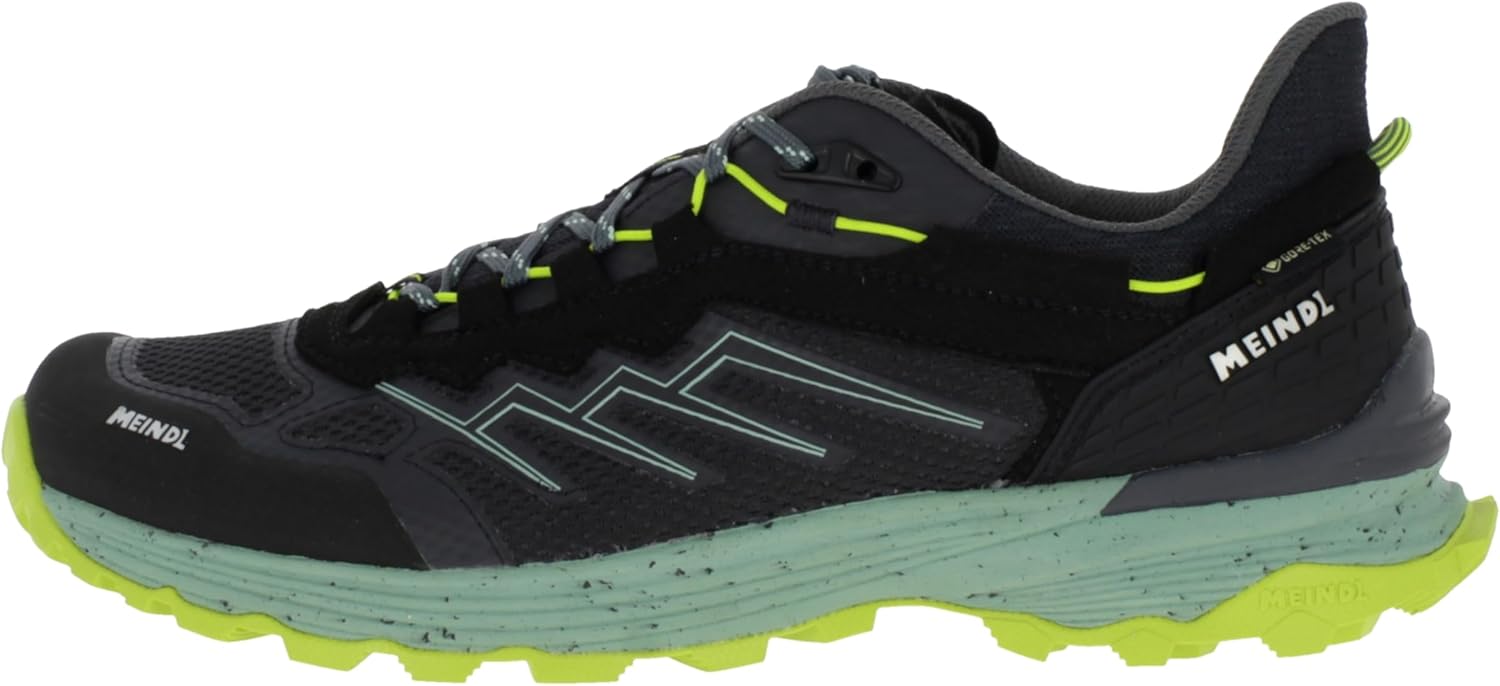 Meindl Jamaica GTX wasserdichte und stabile Herren Multifunktionsschuhe mit griffiger Laufsohle | Trekkingschuhe | Wanderhalbschuhe | Outdoorschuhe Schwarz/Lime EU 46