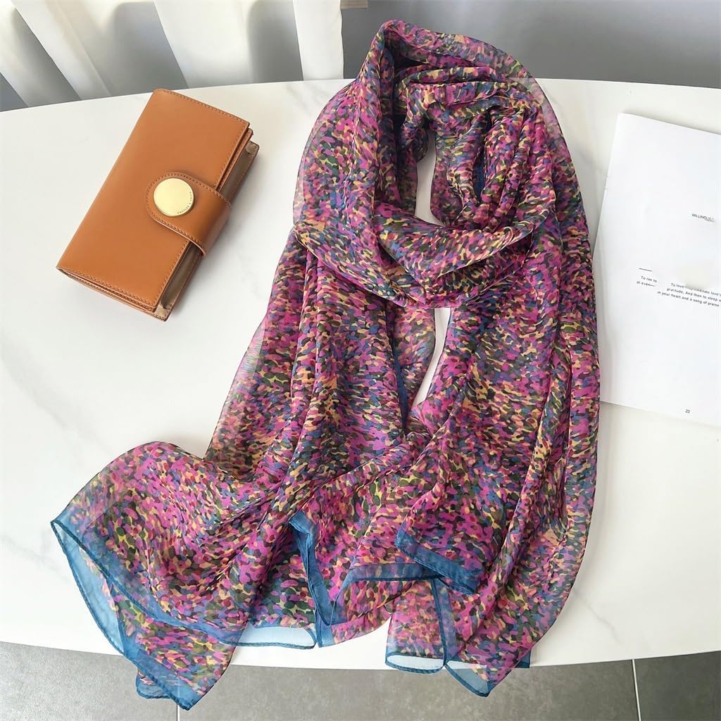 Weicher Gazeschal für Damen, großes bedrucktes Strandtuch, kleines Blumenmuster, Sonnenschutz für den Urlaub (d 180 x 135 cm)