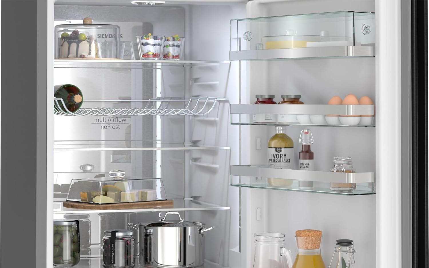 SIEMENS KG39N4X1F, iQ500, Freistehende Kühl-Gefrier-Kombination, Gefrierbereich unten, 363 l, Total noFrost, hyperFresh, extrem leise, LED Beleuchtung, 203 x 60 cm, Gebürsteter Stahl AntiFingerprint