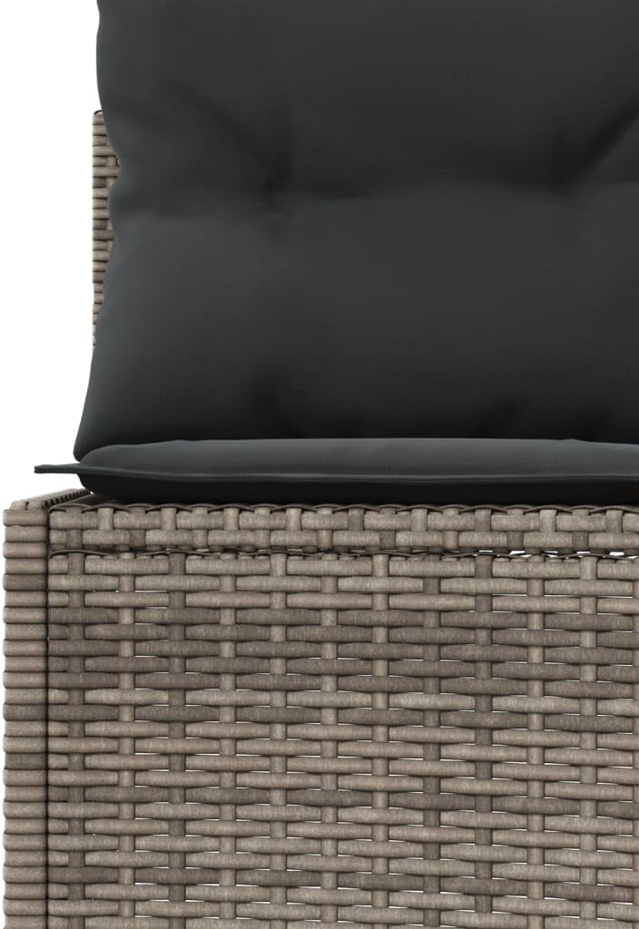 Gartensofa Halbrund Grau Poly Rattan mit Kissen Set für Garten Terrasse Poolbereich, Bequemes Outdoor Sofa aus PE Rattan mit Abnehmbaren Bezügen und Stabilem Stahlrahmen,