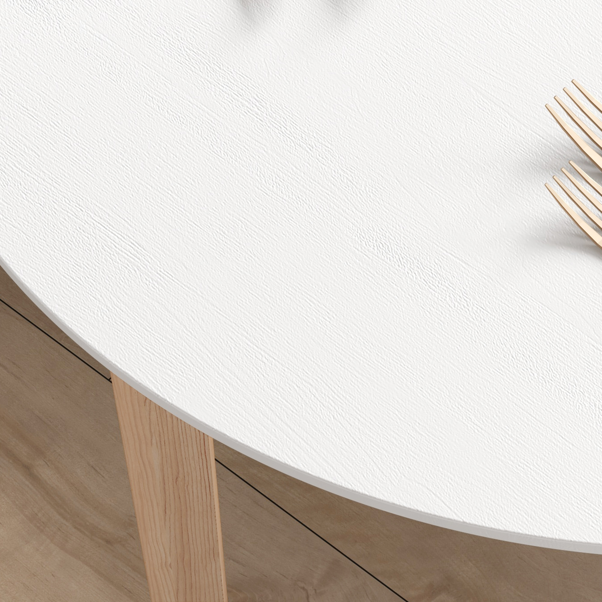 Eettafel Keukentafel Ronde Tafel, Scandinavisch Design, 75 cm x 75 cm x 76 cm, Wit + Natuur