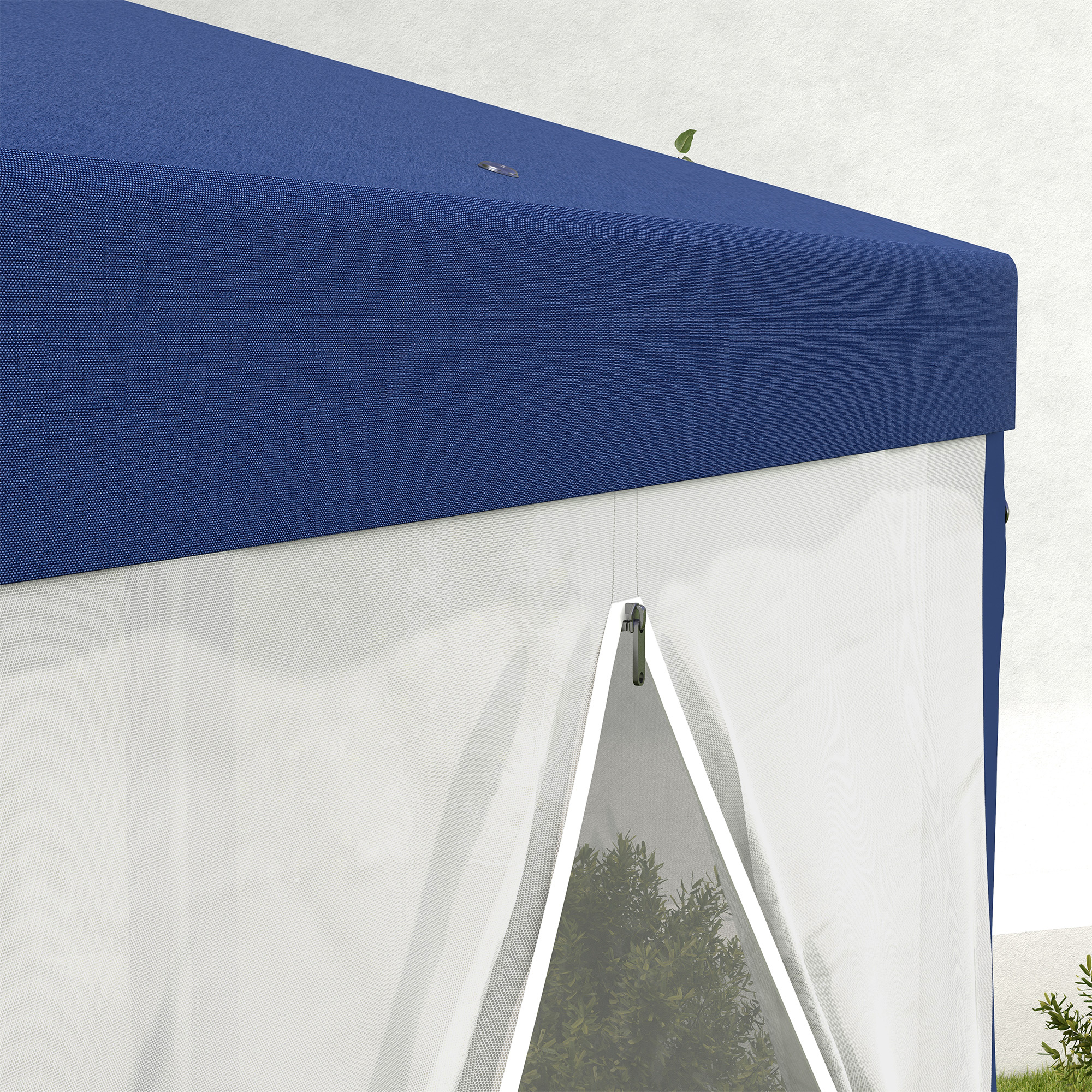 Tuinpaviljoen, 6-hoekig, Muskietennetten, Metalen Frame, 3,94x3,412x2,5m, Blauw