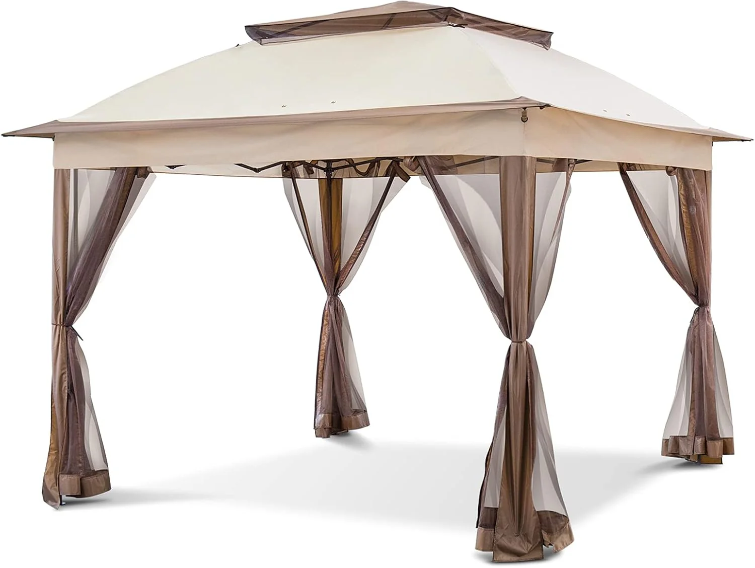 COOS BAY 11x11 Pop Up Gazebo with Mesh Netting. Instant Outdoor Canopy Tent. Water Resistant Shelter with UPF 50+ UV Protection. 121 Sq Ft Coverage. Beige