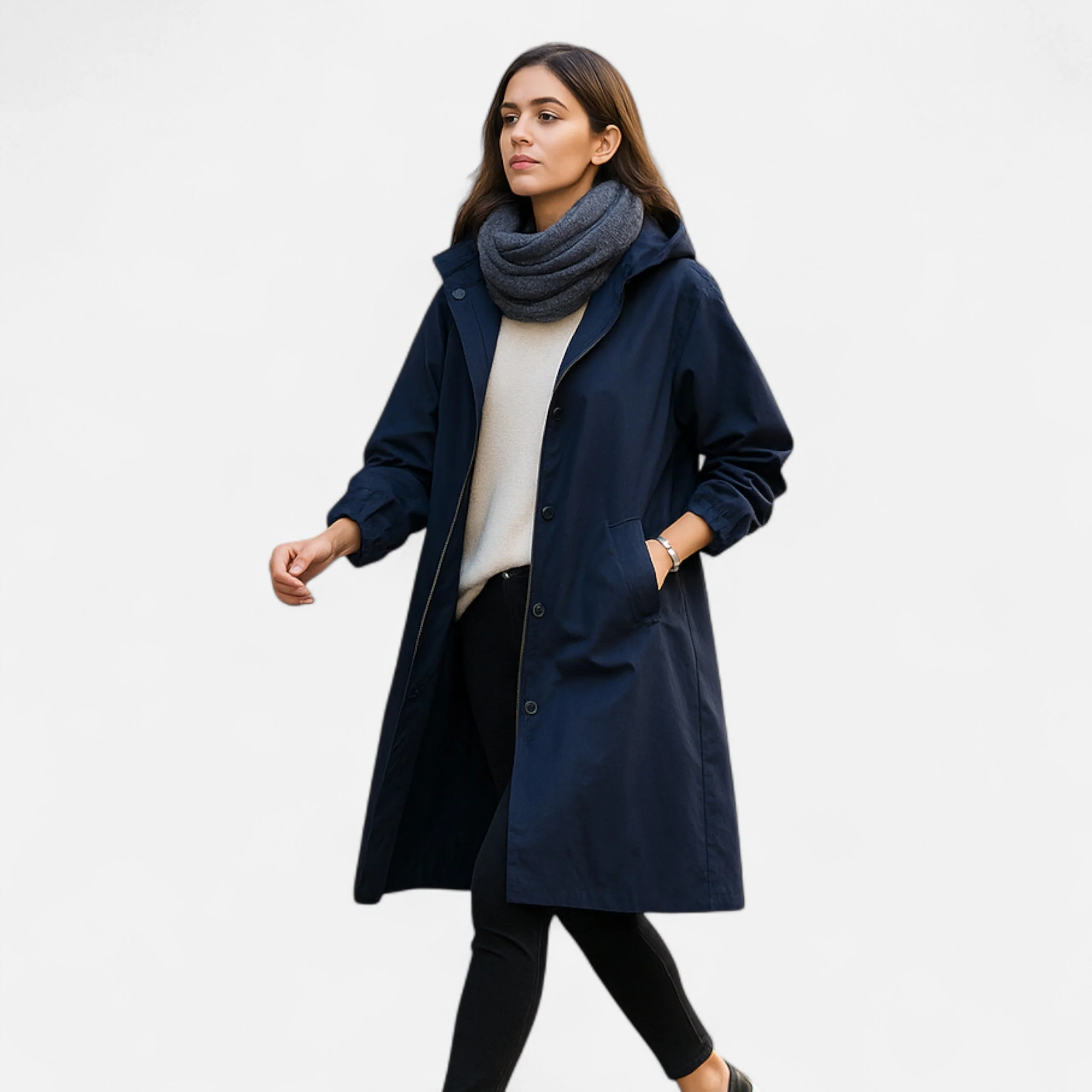 Zeitloser wasserdichter Damen-Trenchcoat mit Kapuze