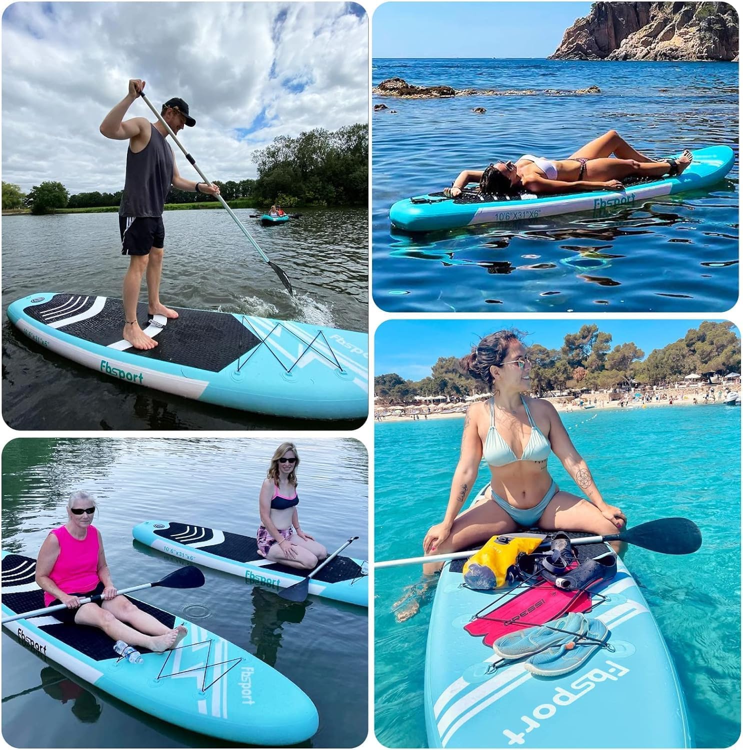 Premium-Stand-Up-Paddle-Board, Yoga-Board mit strapazierf?higem SUP-Zubeh?r und Tragetasche | Breiter Stand, Surf-Kontrolle, rutschfestes Deck, Leine, Paddel und Pumpe f��r Jugendliche und Erwachsene