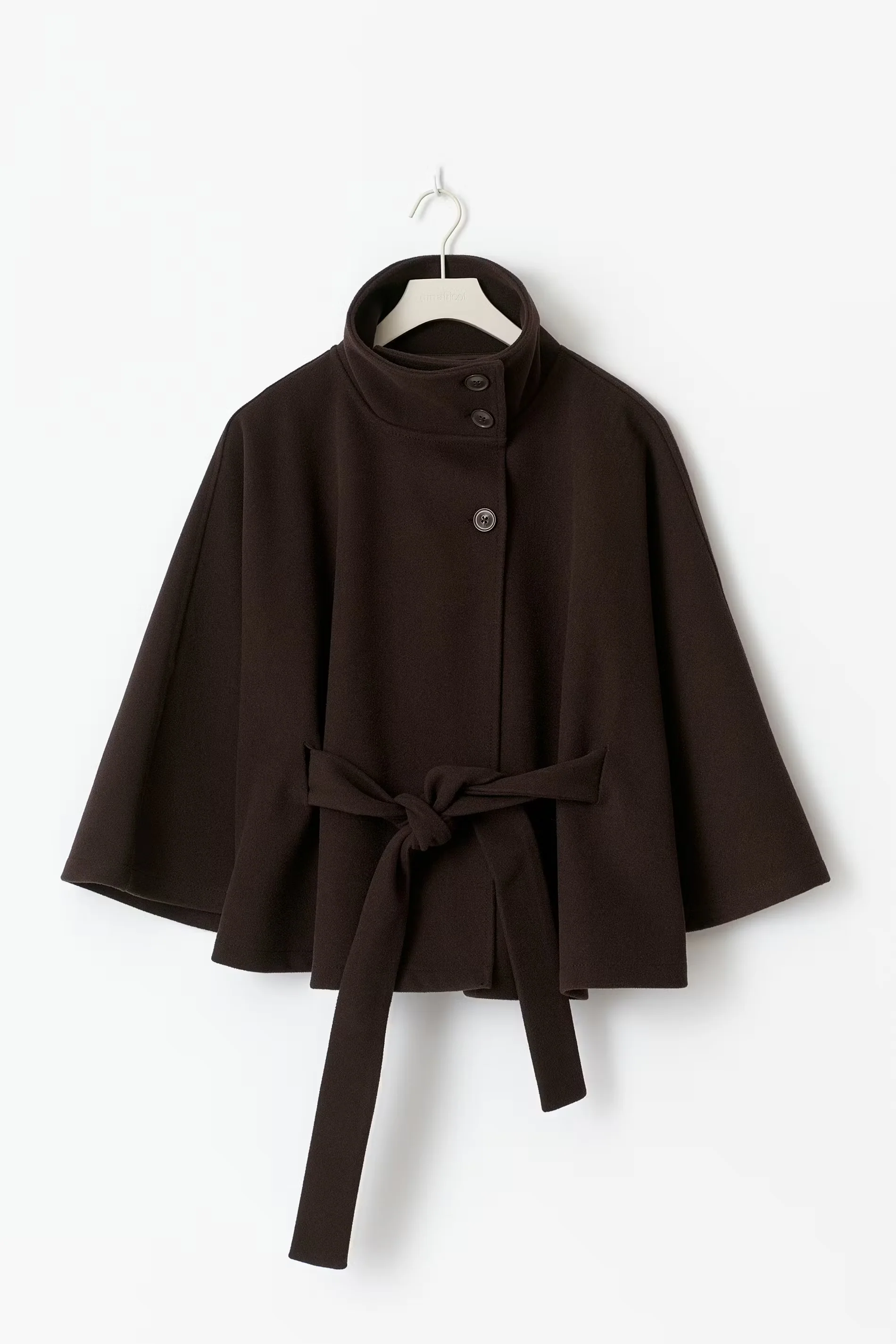Eleganter Damenmantel mit G��rtel & hohem Kragen