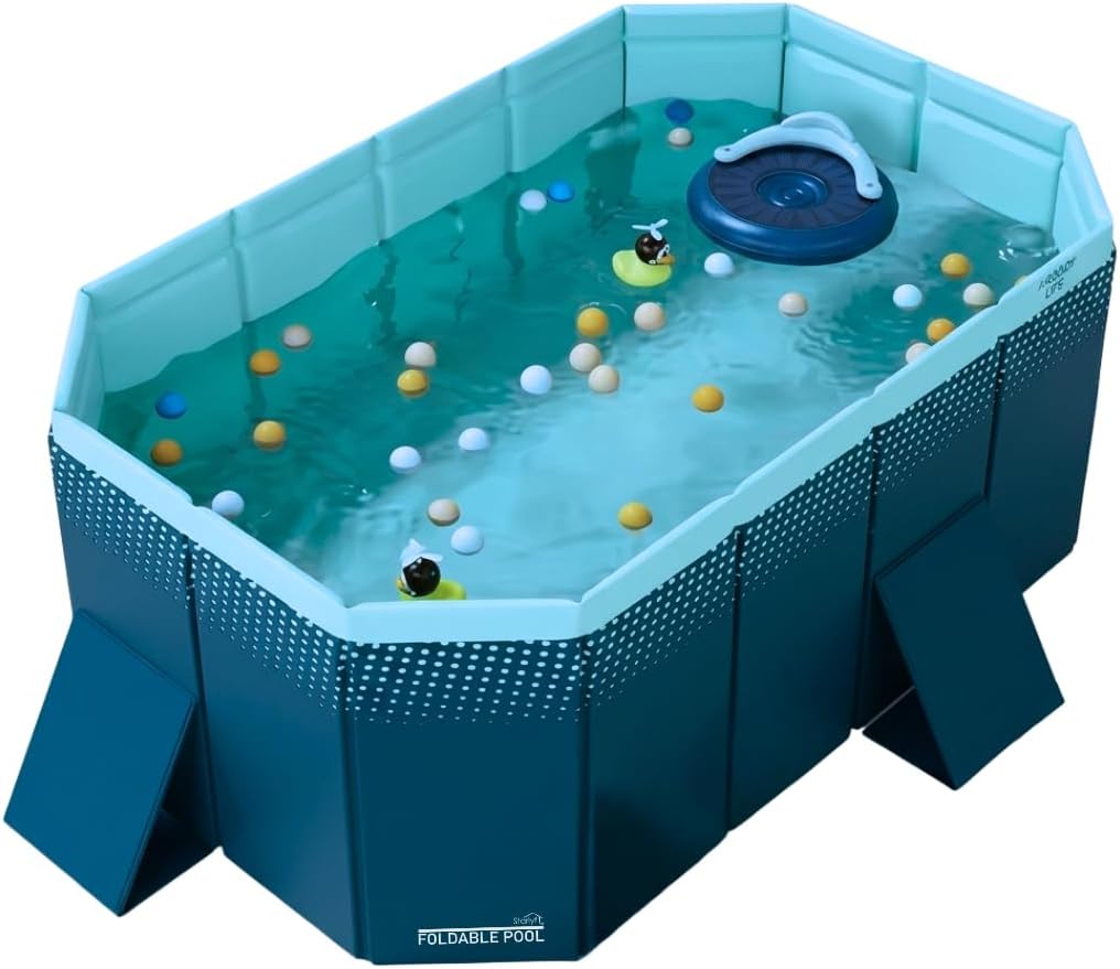 INDUSTEX Planschbecken Foldable Pool, 130 x 90 x 45 cm, Kinderbecken, Tragbarer Hundepool, Faltbarer Pool, Badewanne, Pool Spielzeug, Geeignet für Kinder, mittelgroße Haustiere