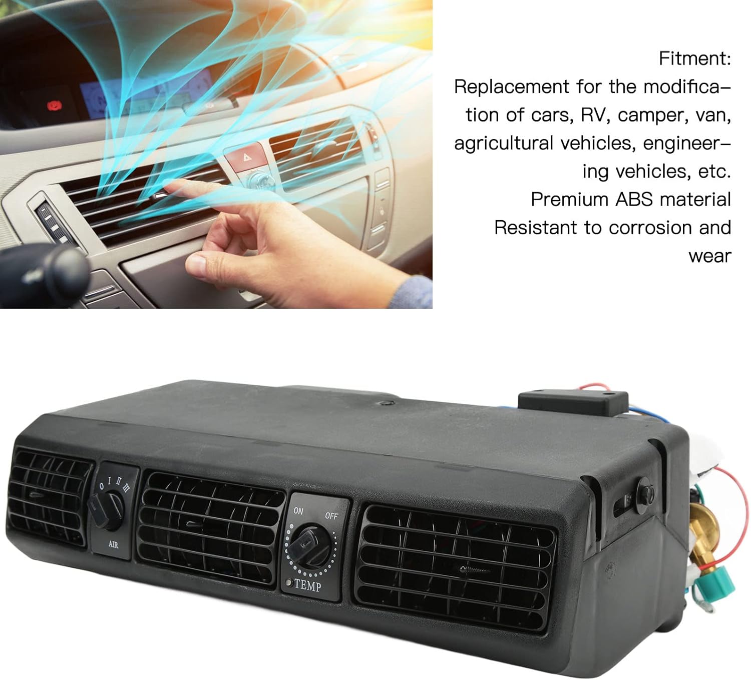 Focket Universelles Under Dash Klimaanlagen Verdampfer Kit, 360 CFM 3 Gang Kühlleistung 18853 BTU, 32 Pass 4 Wege Spule Universal Klimaanlage für Oldtimer, Wohnmobile (12V)