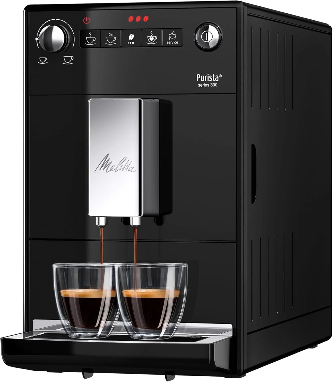 Melitta Purista - Volautomatische koffiemachine met favoriete koffie functie, koffiemachine met molen en 3-traps instelbare koffiesterkte, voor koffie en espresso, zwart