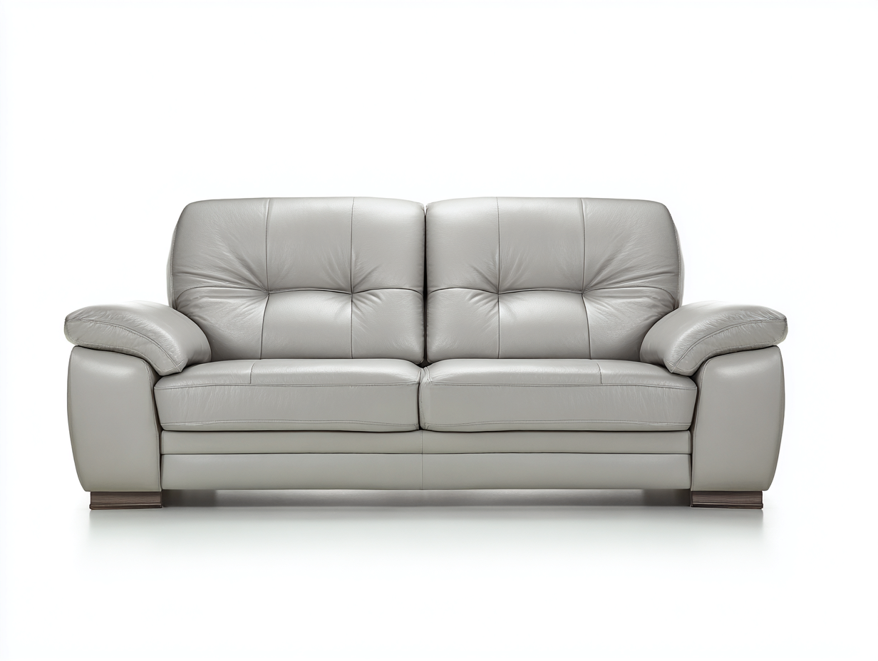 Zweisitzer Sofa Lederoptik 165x90x88 cm - Hellgrau - modernes Design geeignet für Wohnzimmer