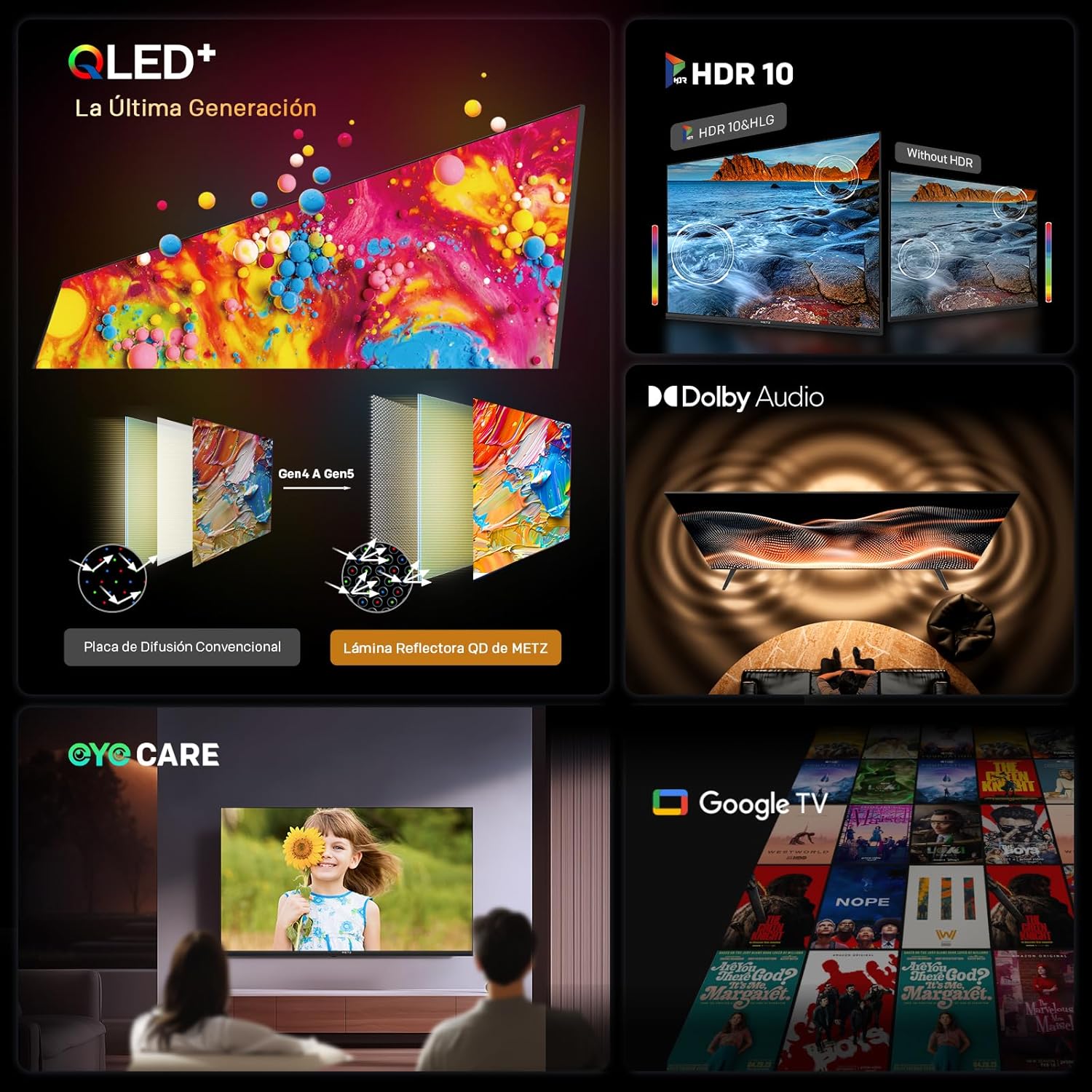 Metz TV 32 Pulgadas Smart TV, 32MQF7000Z, QLED, Smart TV 32 Pulgadas, HDR10, Dolby Audio, Bluetooth 5.1, Negro (DVB-T/T2/S/S2/C ATV, Ci+) 2025