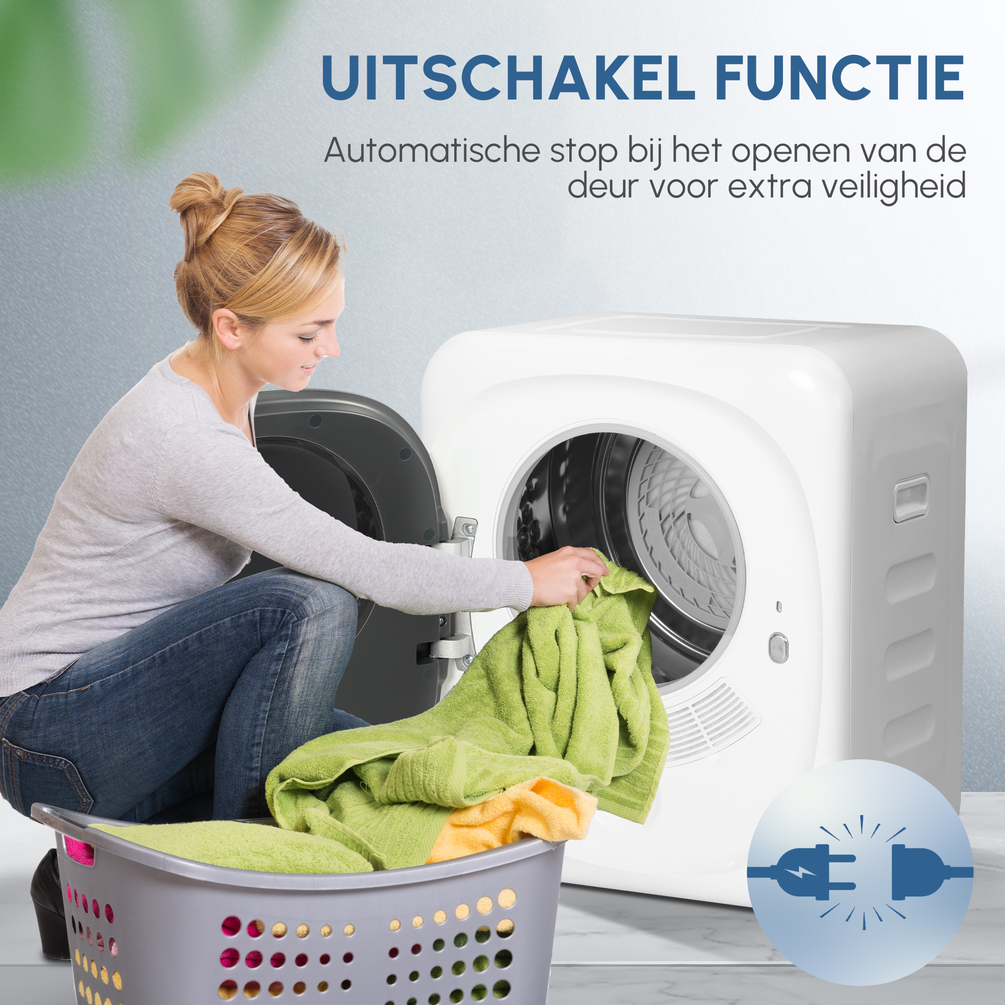 Wasdroger met UV-Desinfectie, Compact Ontwerp, 4 kg Capaciteit, Roestvrijstaal, Wit