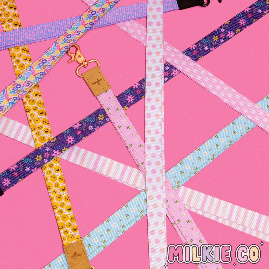 Baby Pink Gingham Fabric Lanyard