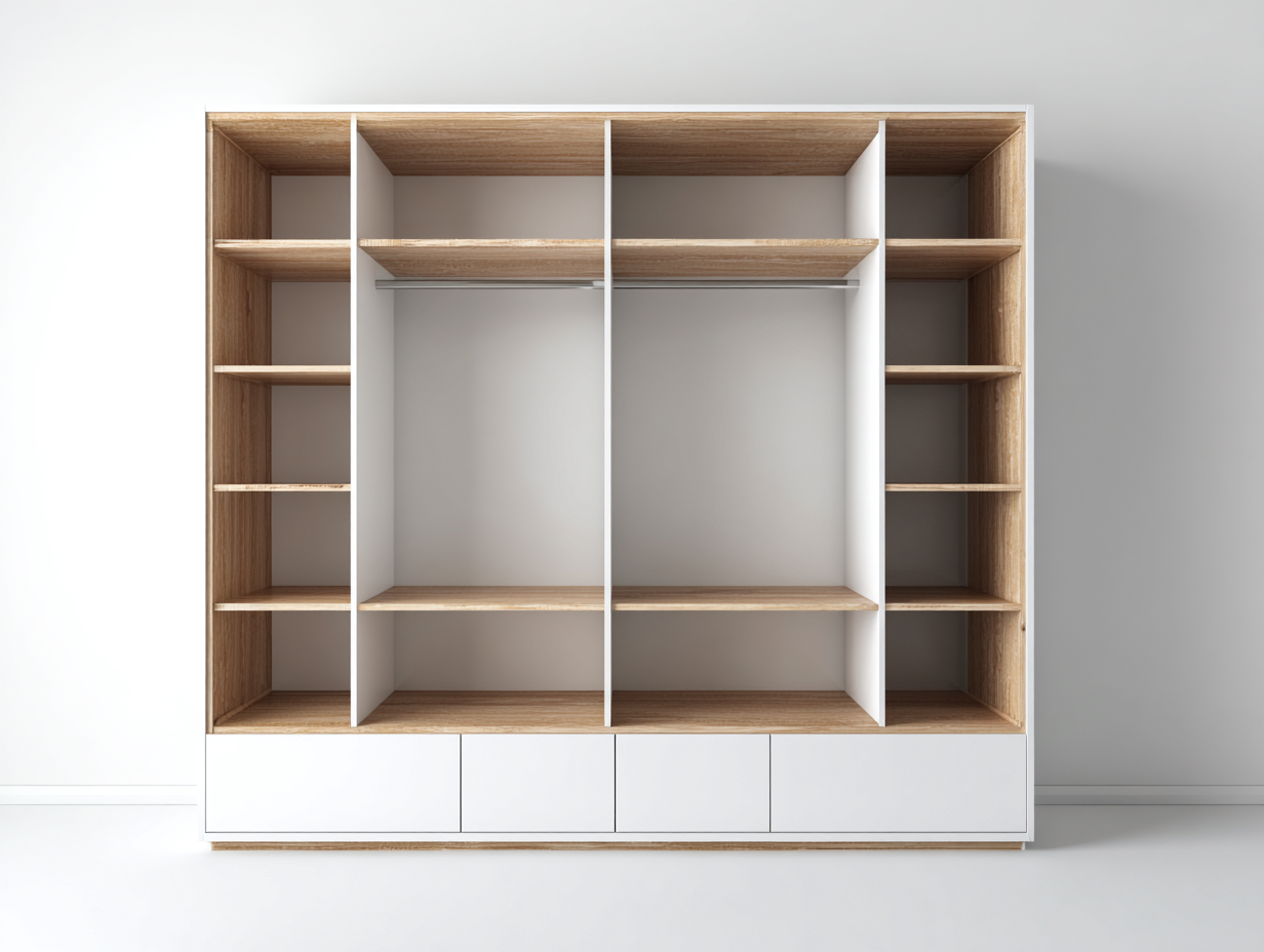 Kleiderschrank Holzwerkstoff 260x60x200 cm - Weiß - Eiche - modernes Design - für Schlafzimmer
