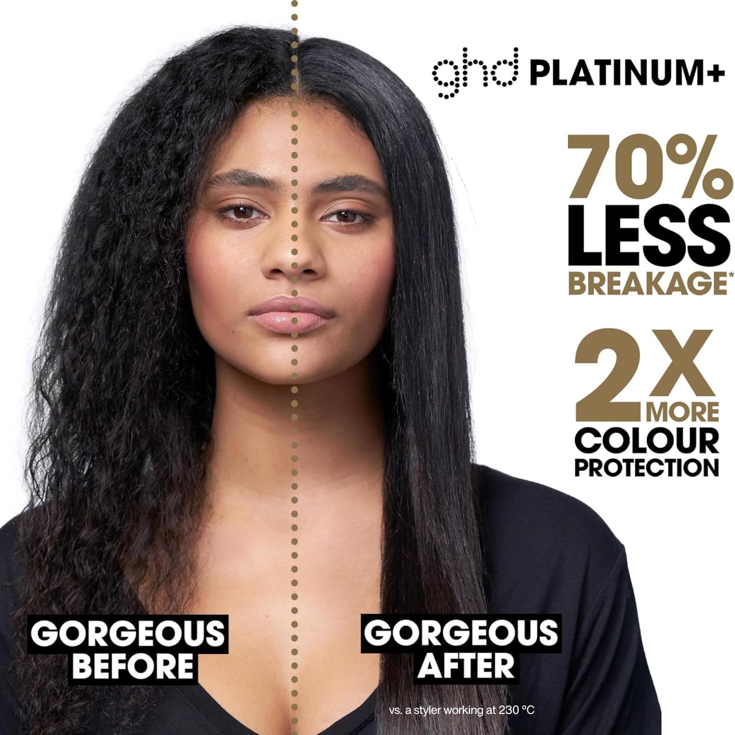 ghd Platinum+ Haarglätter & Professioneller Styler in Schwarz - Stärkeres Haar, Mehr Glanz, Farbschutz - Für Alle Haartypen