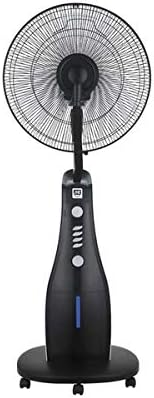 SHE SHE40ST2001SMF Spühnebel-Ventilator, Kühlfunktion, Wasserkühlung, Stehventilator, 80 Watt, 3 Geschwindigkeitsstufen, Schwenkfunktion, Timerfunktion, Elegantes Design - Schwarz