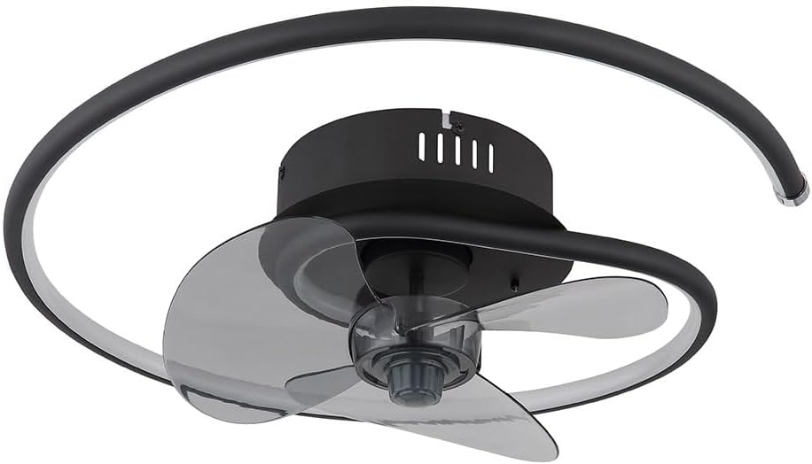 Deckenventilator Deckenlampe Wohnzimmerleuchte Schlafzimmerlampe Raumlüfter Ventilator, Metall schwarz Alu, dimmbar Fernbedienung CCT Rechts-/Linkslauf, LED 30W 1660 Lm 2700-6500K, D 45 cm
