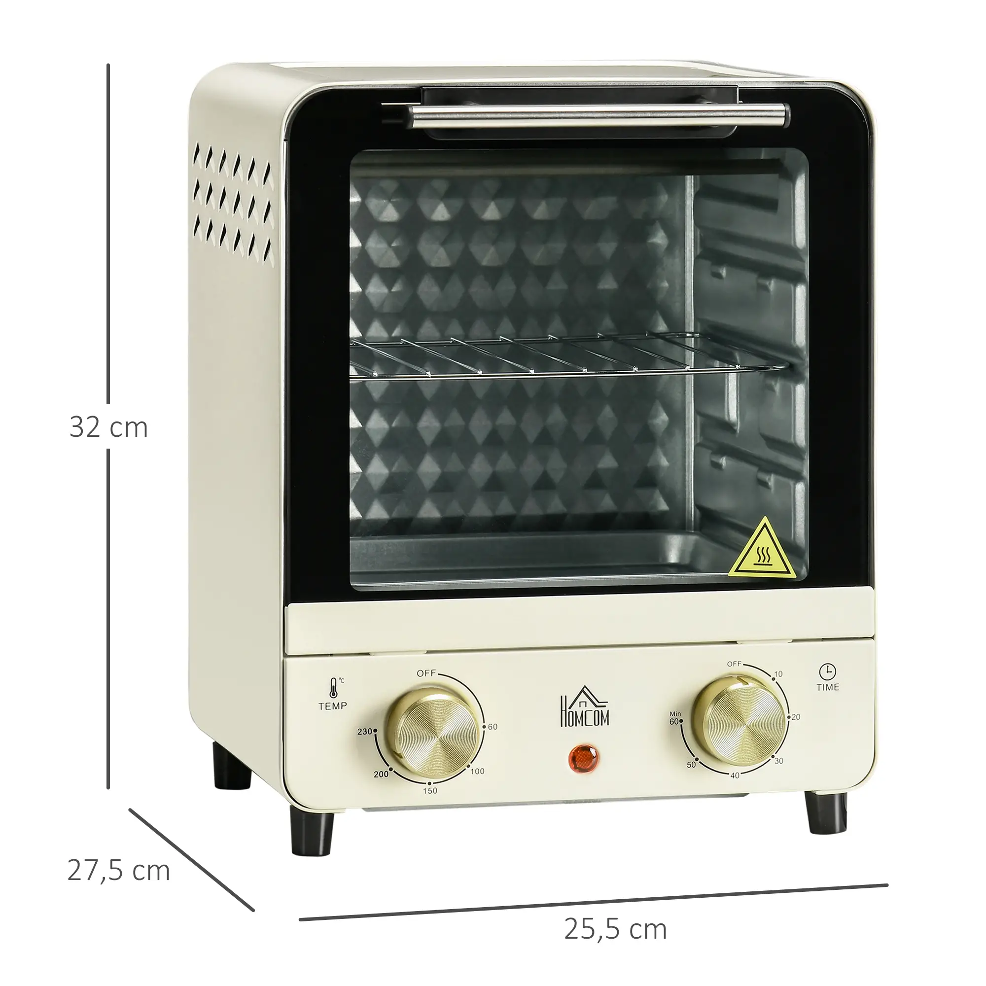 HOMCOM Mini-oven instelbare temperatuur timer kijkvenster cr��mewit