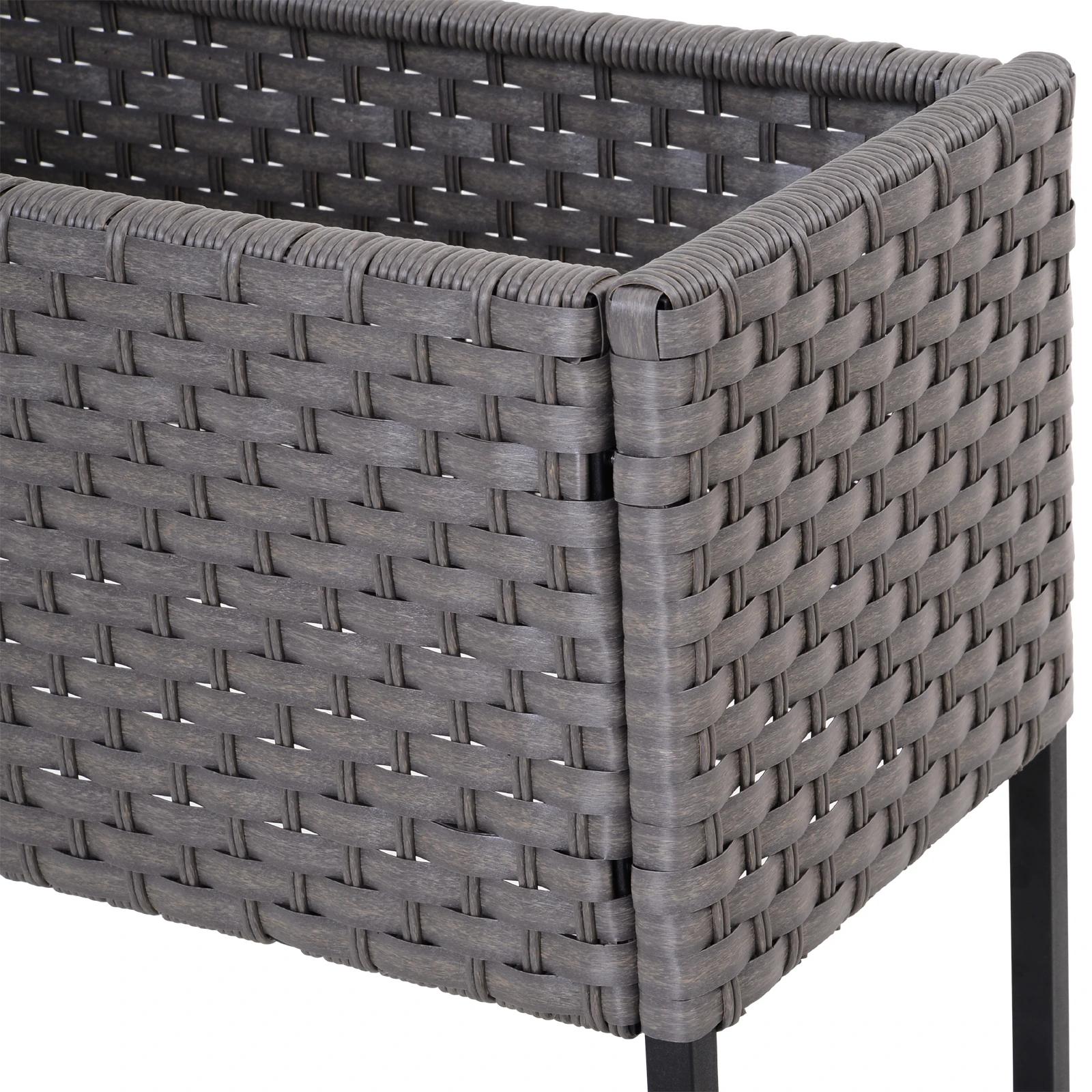 Outsunny? verhoogd bed, bloembak, bloempot met plank, irrigatie, rotan bruin 70 x 30 x 72 cm | Aosom.de