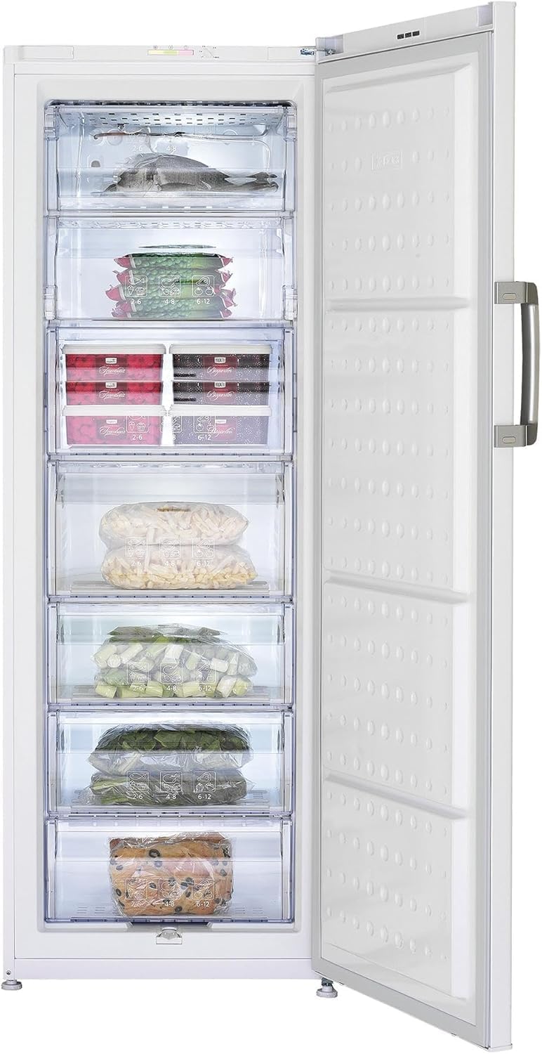 Beko FS127940N Gefrierschrank, 5 Gefrierschubladen, 2 Gefrierfächer mit transparenter Front, 36 dB, 244 l Gesamtrauminhalt, Weiß