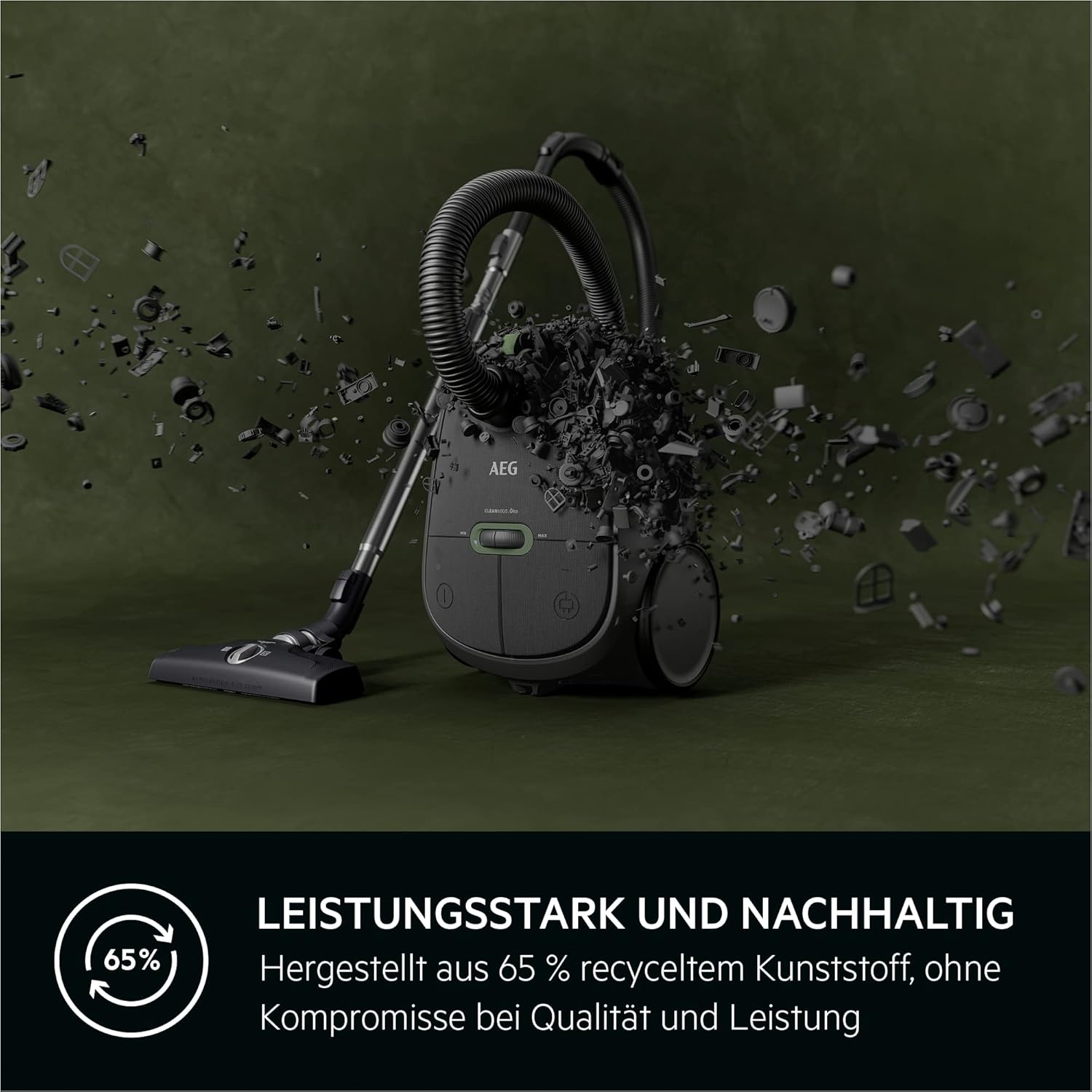 AEG CLEAN 6000 AB61C2DB Staubsauger mit Beutel / hohe Saugleistung / inkl. Polsterdüse / 50 % Recyclingkunststoff / ideal für Haustierbesitzer / Reinigen von Polstern / 12 m Kabel / 750 W / Blau