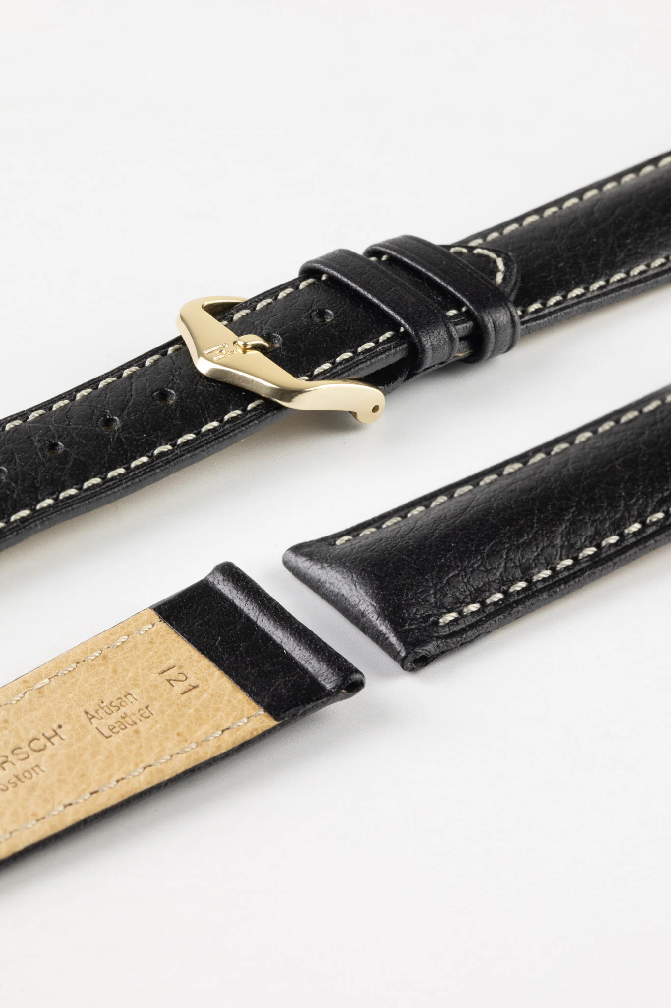 Hirsch BOSTON NQR Black Watchstrap - Buffalo Calfskin