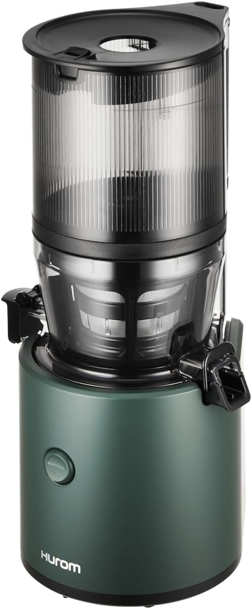 HUROM | Entsafter Gemüse und Obst | Slow Juicer | H320N | Elektrische Kaltpresse | Ruhiger Motor | Leicht zu Reinigen | mit groem Behlter und Siebfilter 2L | 200 Watt | BPA Frei | Schwarz