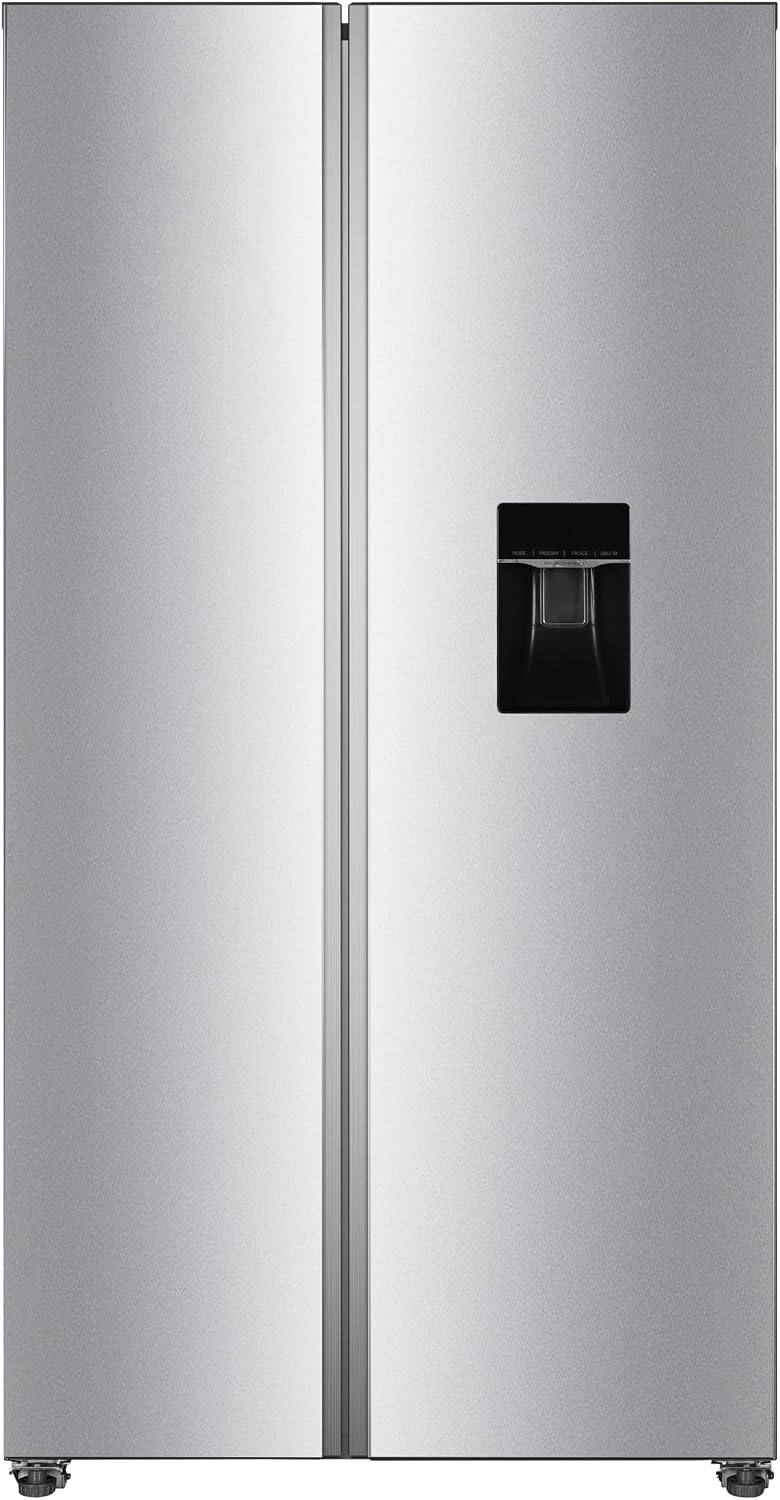 PKM SBS444EIXWD, Side by Side Kühl-Gefrierkombination, 439 L, 2-türig mit Wasserspender, Inox Design