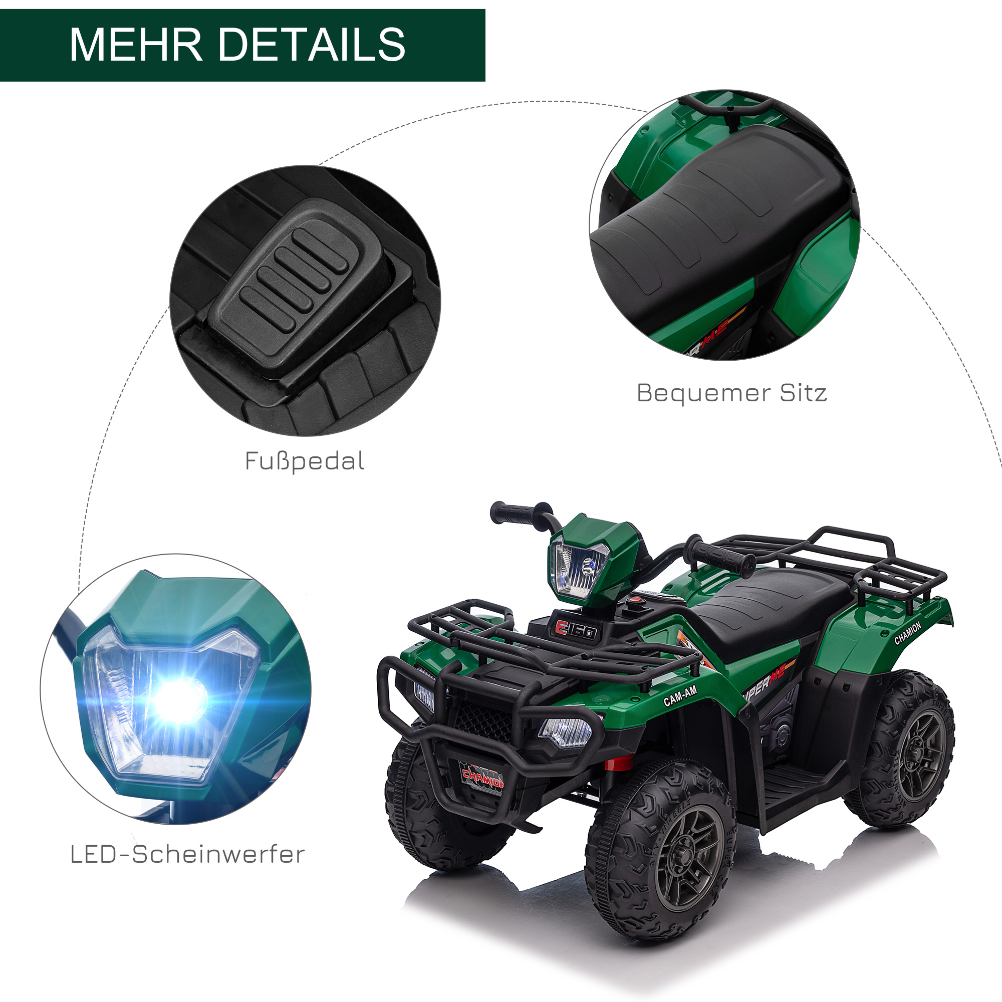 elektrische kinderquad, elektrische auto, elektrische quad, kindervoertuig, groen