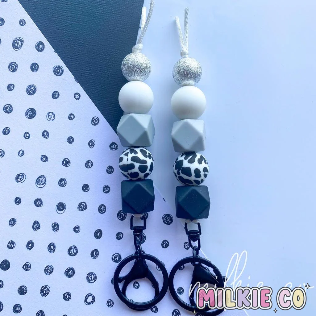 Monochrome Beaded Keychain