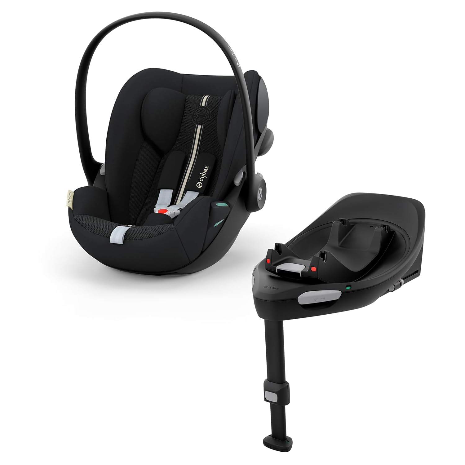 CYBEX Gold Babyschale Cloud G i-Size Comfort, Inkl. Neugeboreneneinlage, Ab Geburt bis ca. 24 Monate, Für Kinder ab 40 cm bis 87 cm, Max. 13 kg, Moon Black