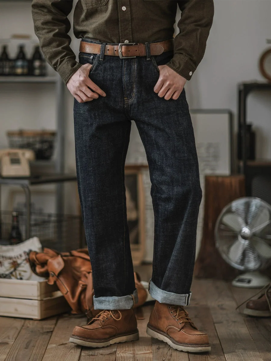 14oz Indigo Selvedge Denim Jeans f��r Herren - Hochwertige Verarbeitung & Zeitloser Stil