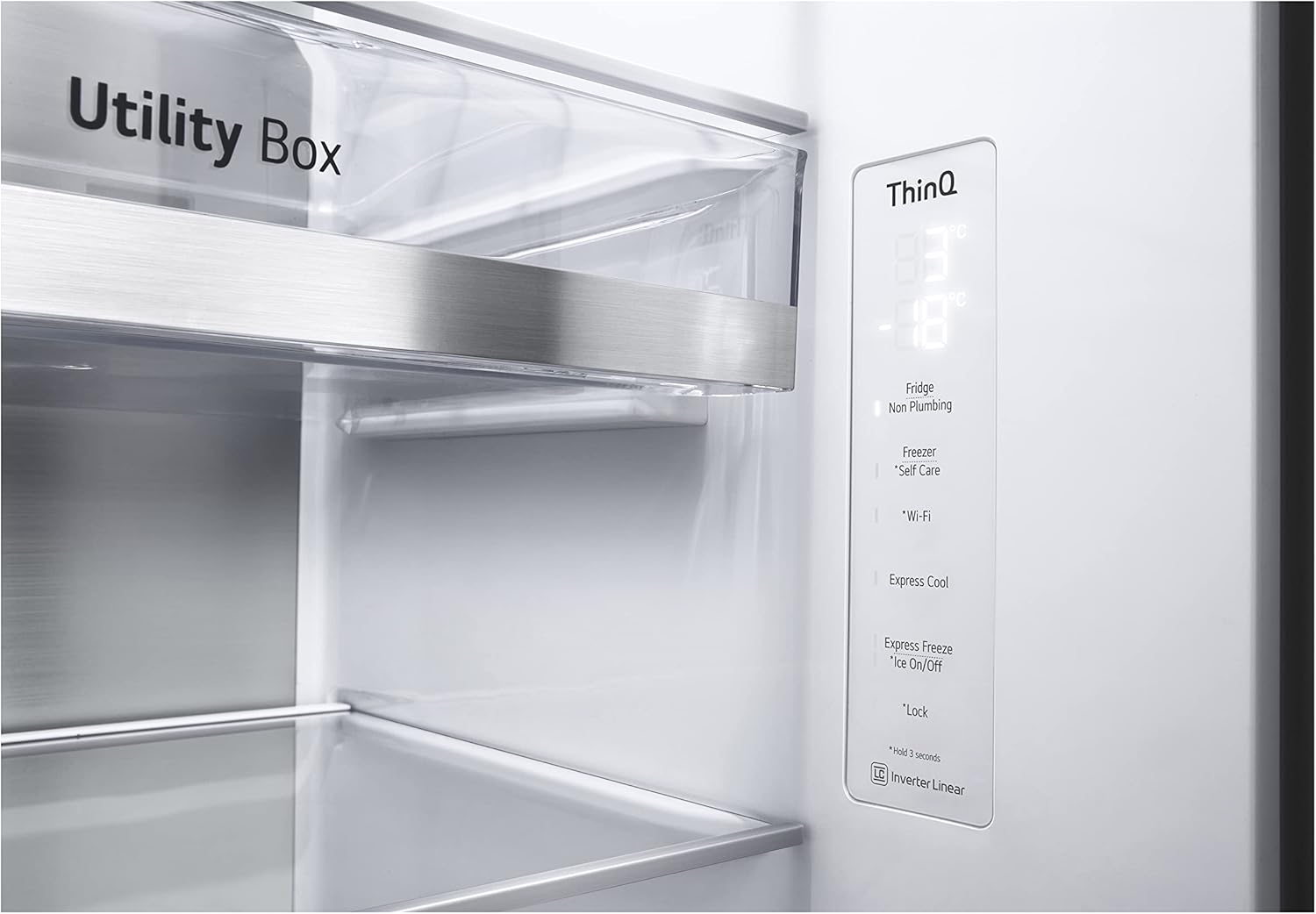 LG GSXV91PZAE Amerikanischer Kühlschrank Side by Side InstaView Total No Frost mit Gefrierfach, 635 l, Nano-UV-Eis-Spender, Türkühlung, Linear Cooling, Smart Kühlschrank mit WLAN und Gefrierschrank
