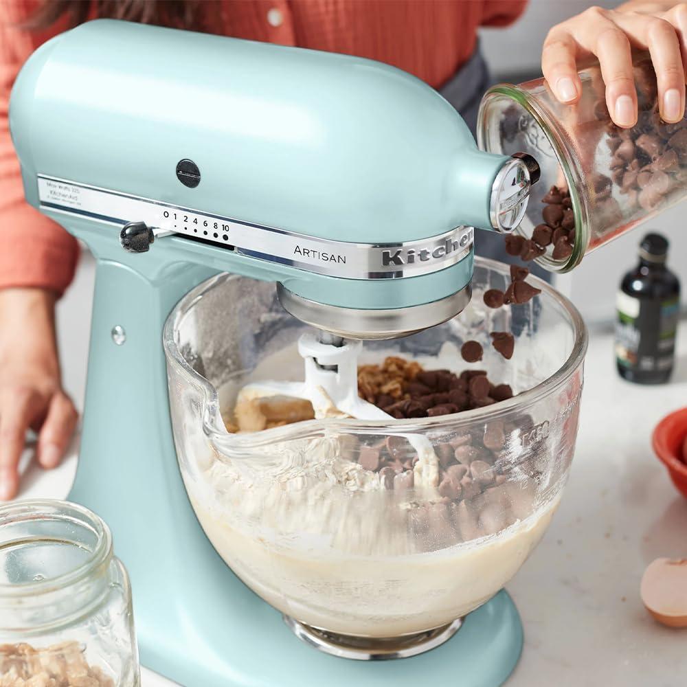 KitchenAid Küchenmaschine I Artisan I Kippbarem Food Processor I Teigknetmaschine mit 5 Zubehör | 2 Schüsseln aus Edelstahl | 4.8 L | Schwarz