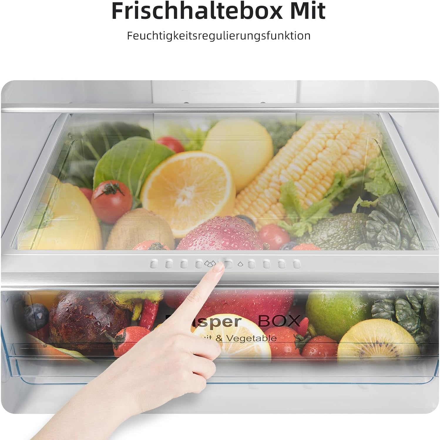 CHIQ Kühlschrank mit Wasserspender 2XL | No Frost | 231L, 54cm B, 57,6cm T | 4-Sterne-Gefrierfach, Schnellkühlung| Umkehrbare Tür, Obstschubladen, LED-Licht | Kühl-Gefrierkombination Freistehend