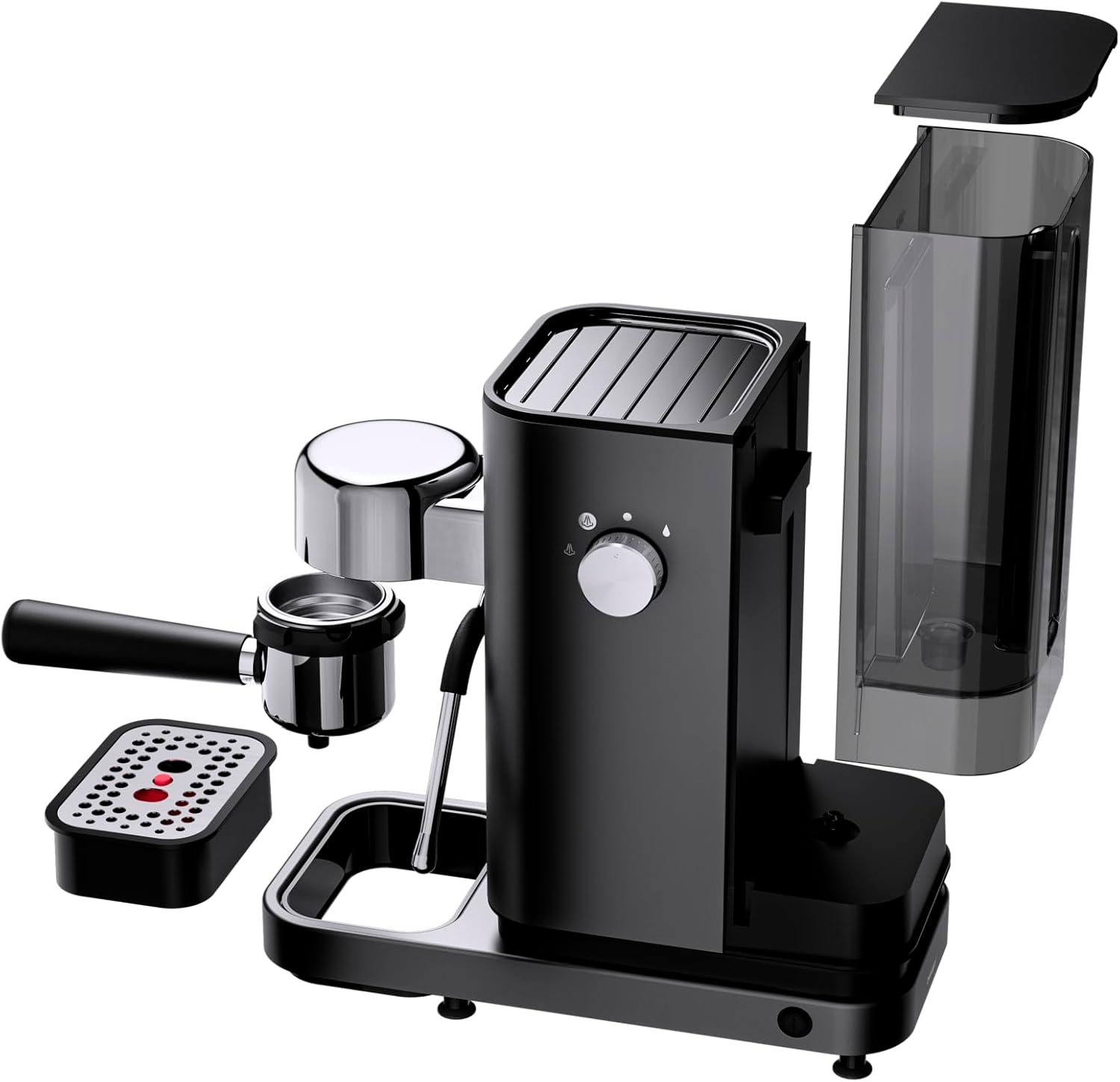 WMF Lumero Espressomaschine Siebträger 1400 Watt, Siebträgermaschine, 3 Einsätze, für 1-2 Tassen Espresso, auch für Pads, 15 bar, Tassenabstellfläche, Milchaufschäumdüse, grau