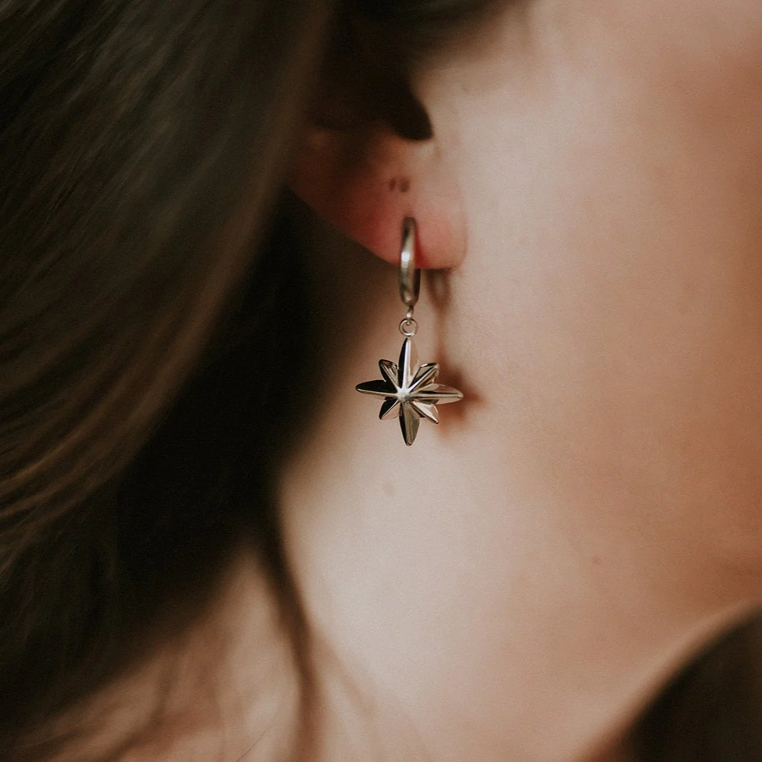 Celeste North Star Hoop Earrings