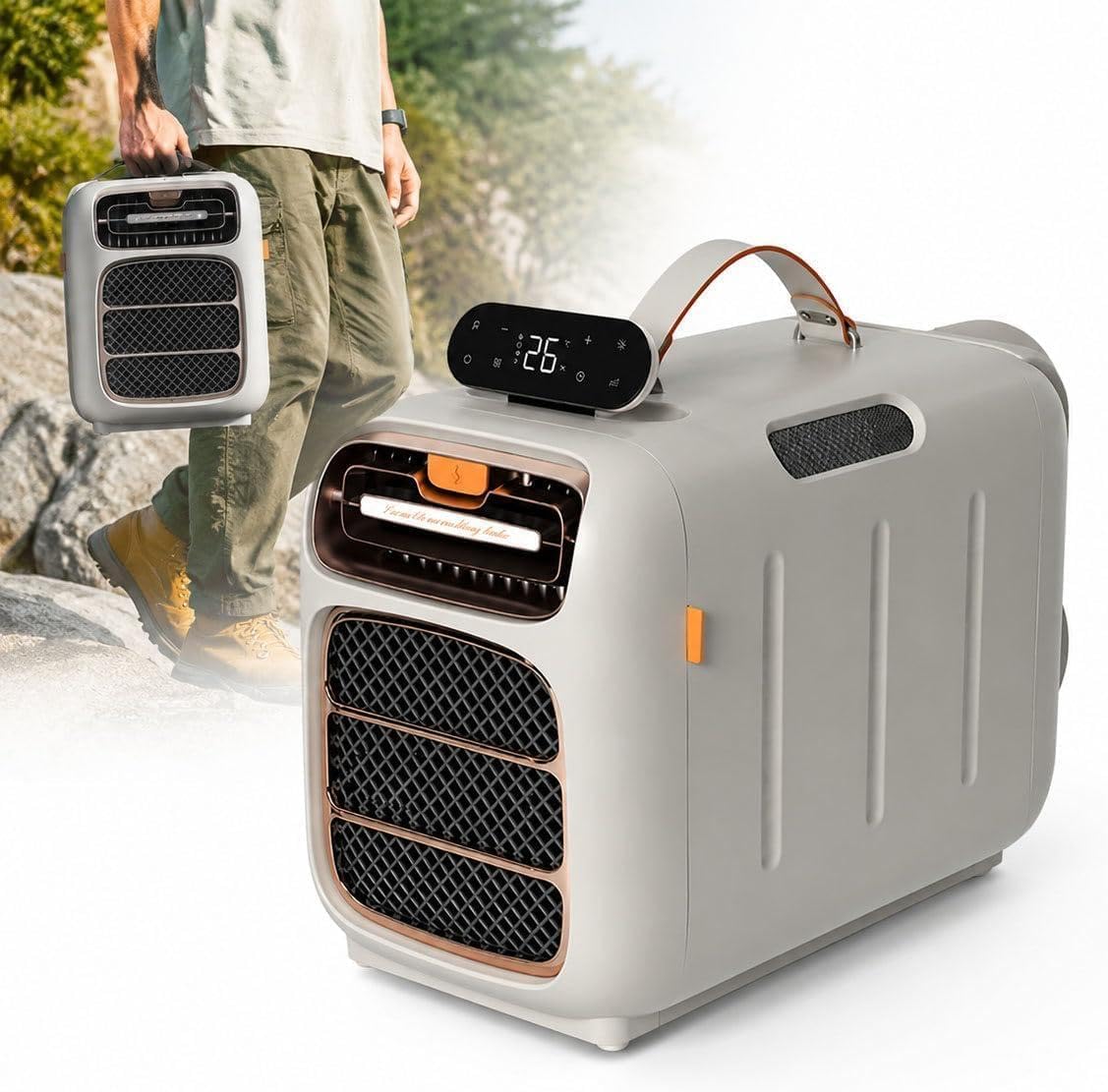 Tragbare Klimaanlage (4800 BTU) für Campingzelt und Wohnmobil,Schnellkühl-Klimagerät,420 W geringer Stromverbrauch, Luftentfeuchter, Schlafmodus,12-Stunden-Timer, Fernbedienung