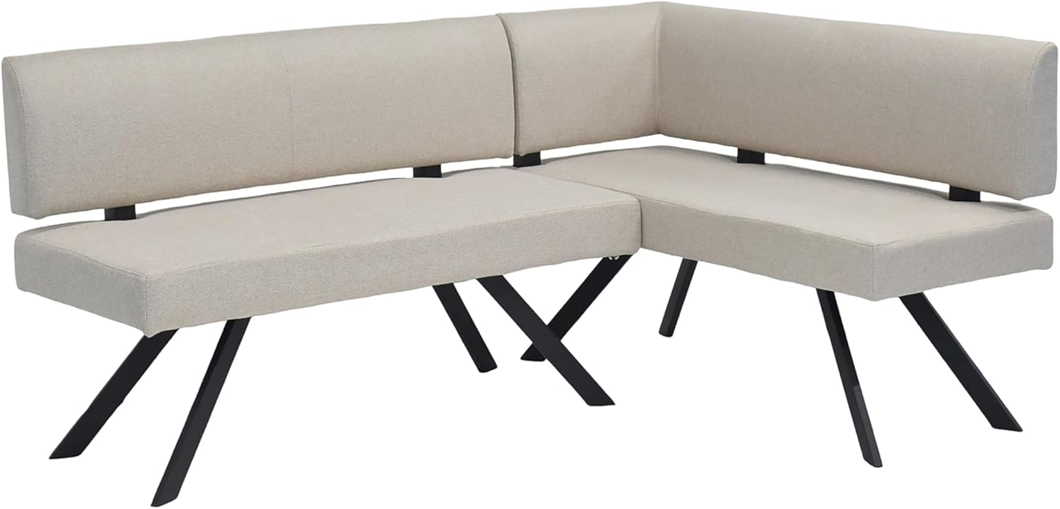 byLIVING Eckbank Toronto, Bezug in Taupe, Gestell in schwarz, L-Form Langer Schenkel Links, Taschenfederkern, Küchenbank, Speisezimmerbank, Maße: B 182, H 85, T 128 cm