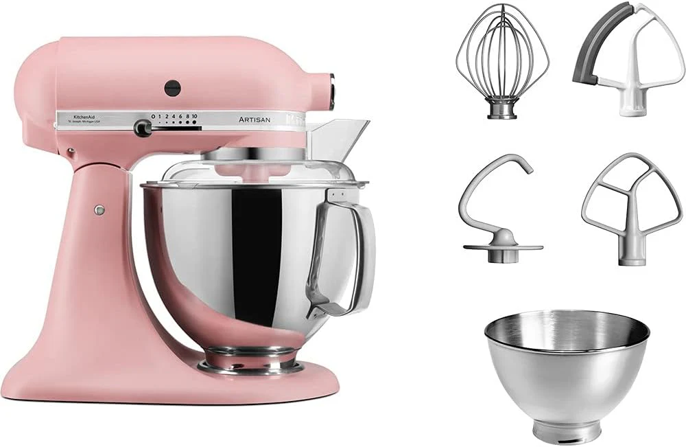 KitchenAid Küchenmaschine I Artisan I Kippbarem Food Processor I Teigknetmaschine mit 5 Zubehör | 2 Schüsseln aus Edelstahl | 4.8 L | Pistaccio